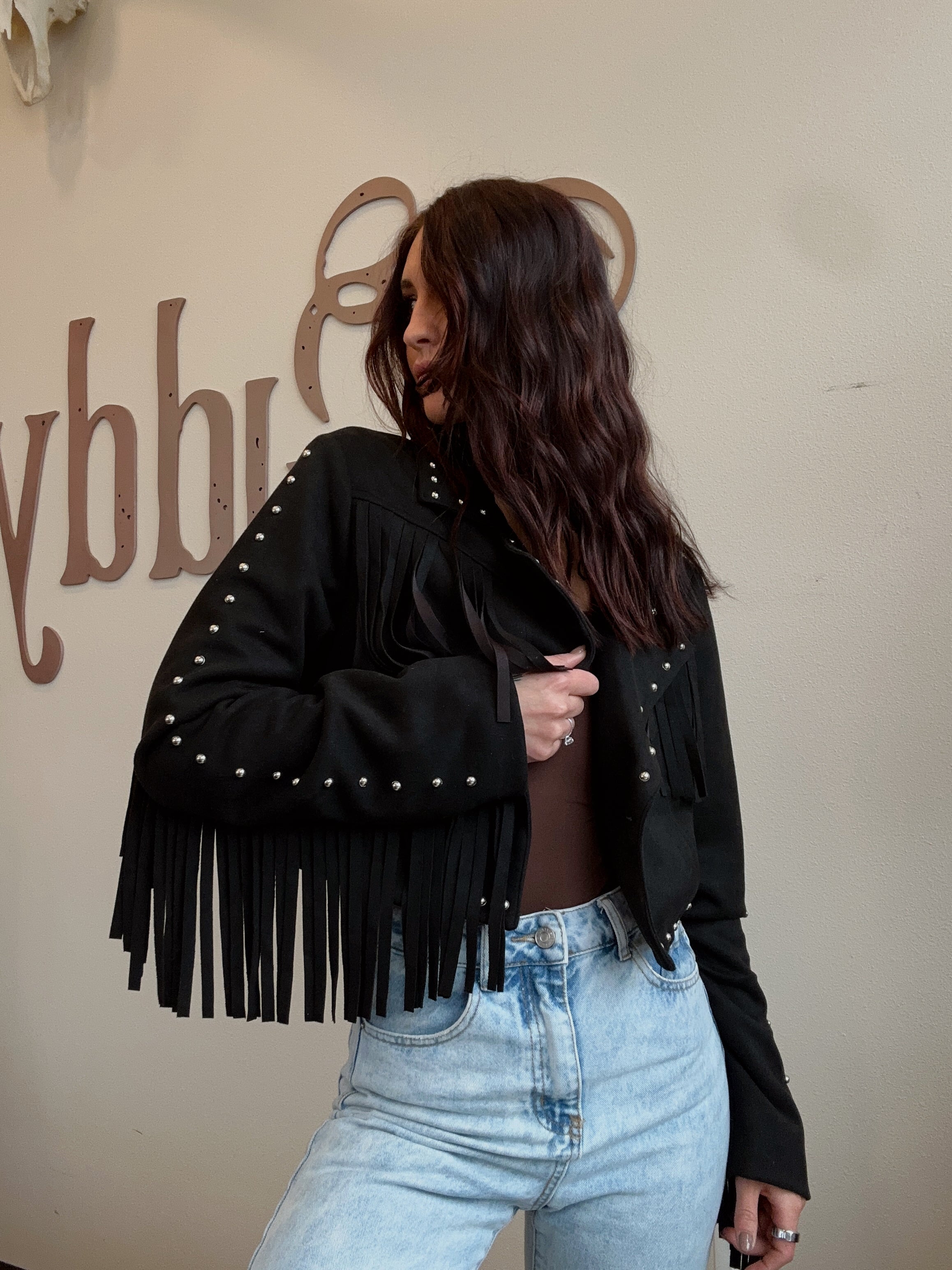 Black Suede Fringe Jacket