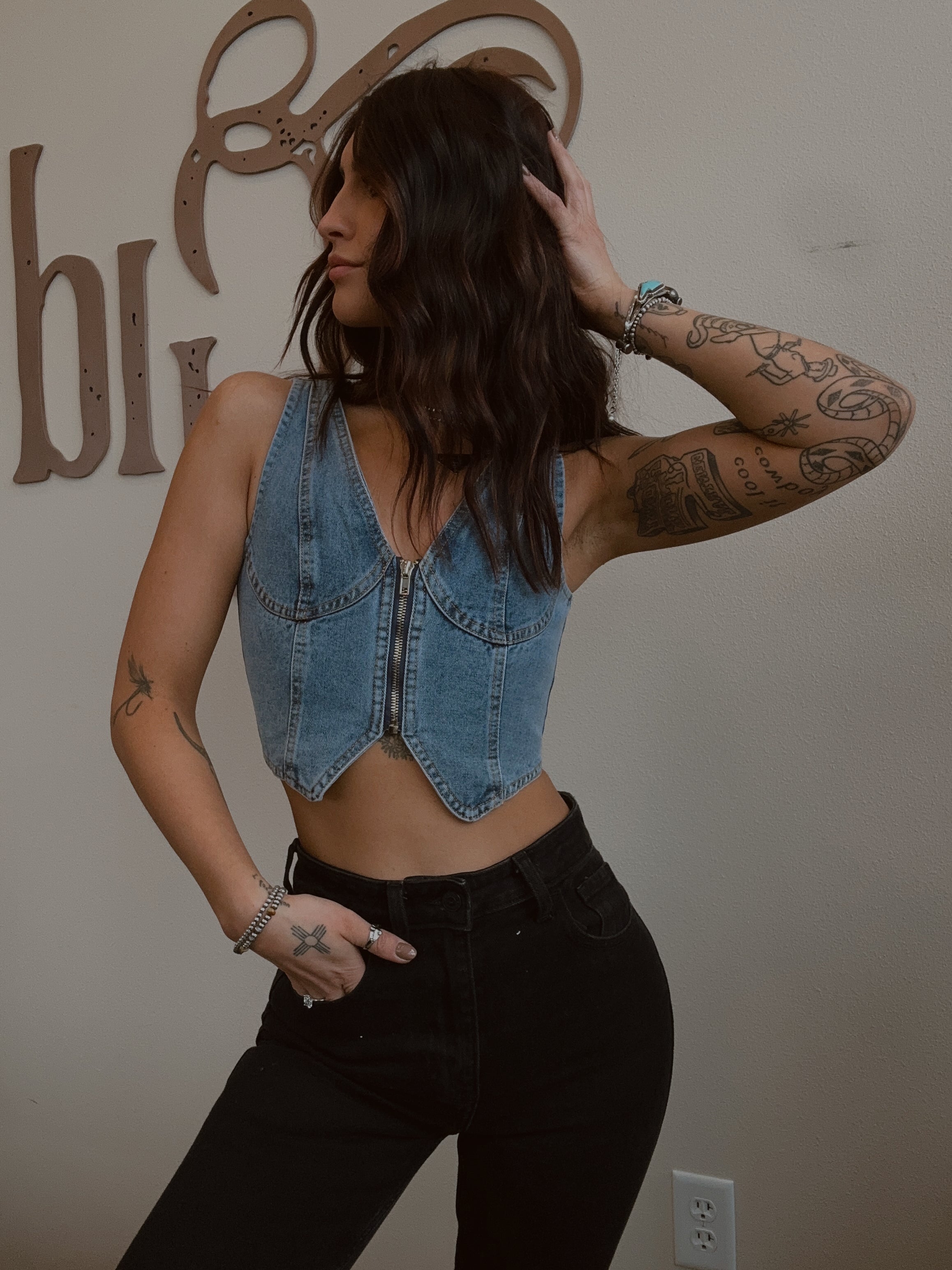 Zip Denim Vest