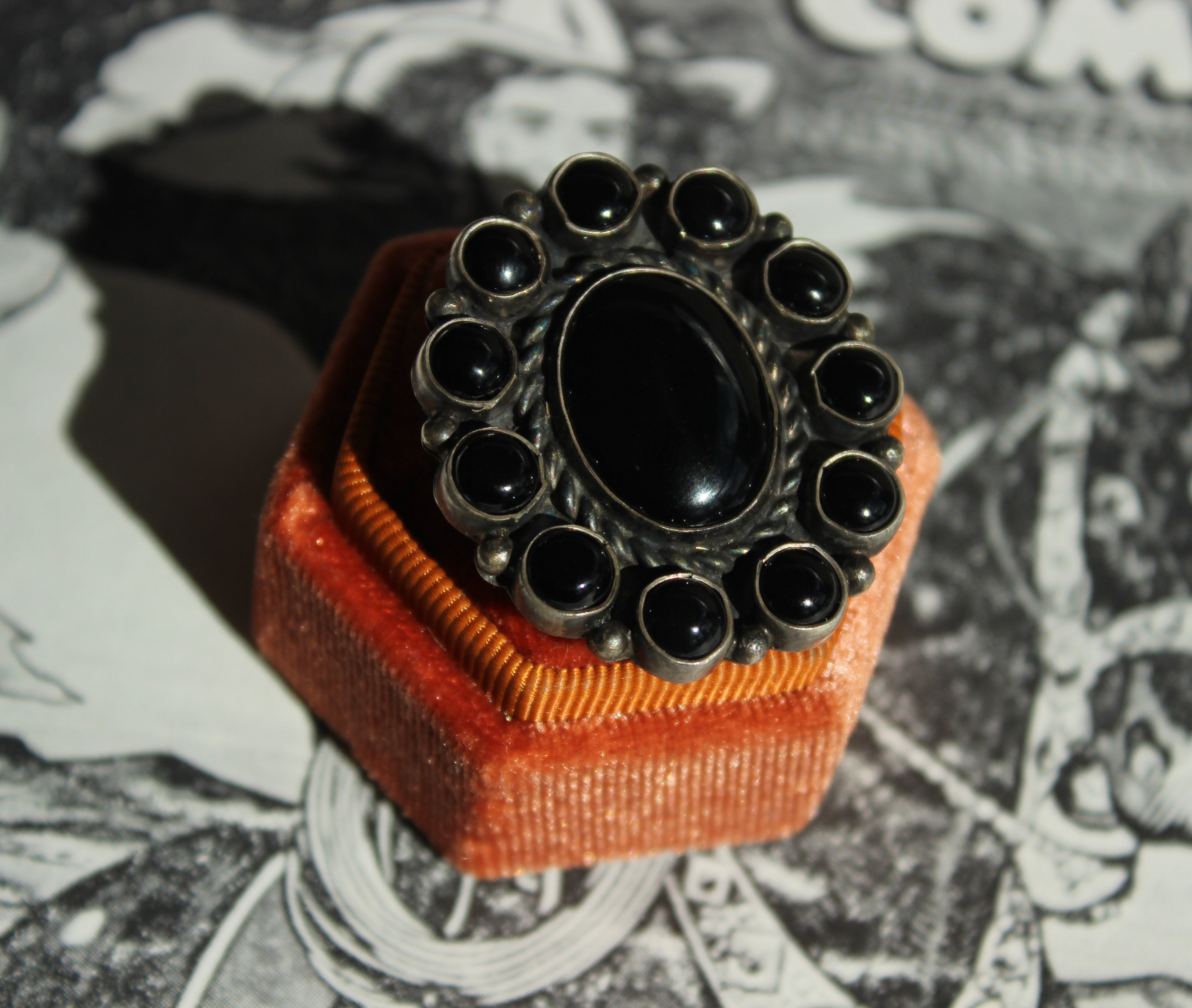 Black Onyx Cluster Ring