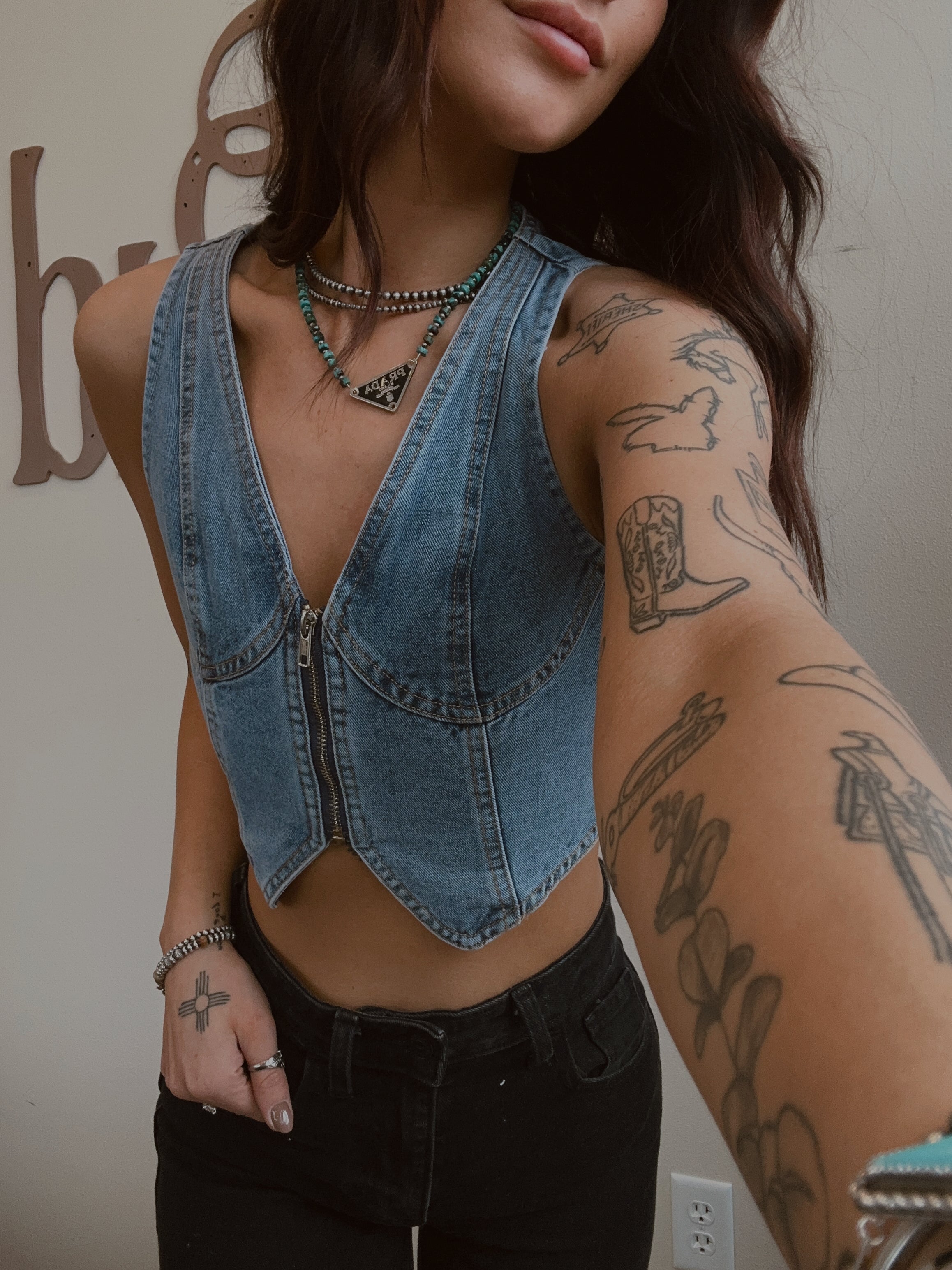 Zip Denim Vest