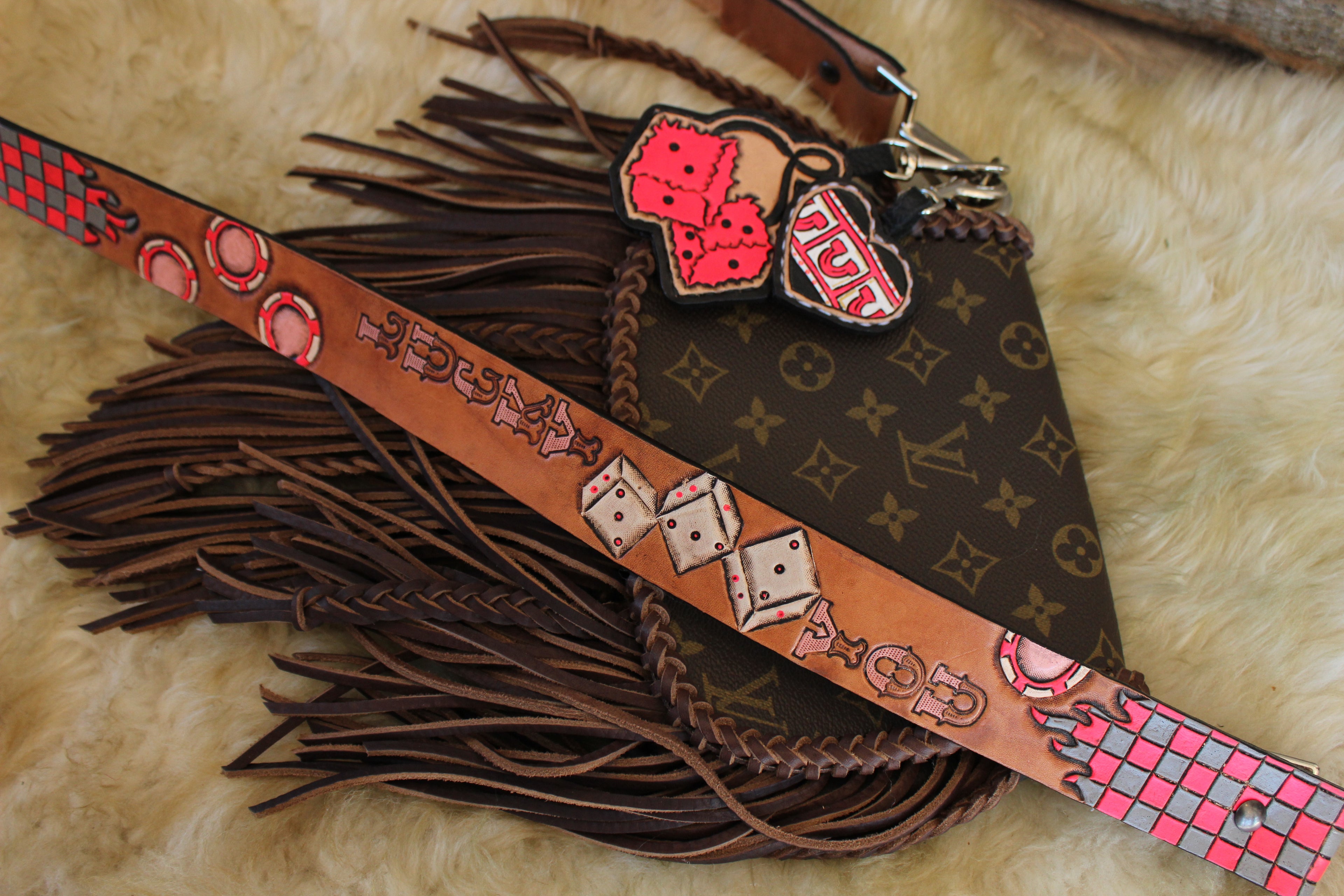 Lucky You Tooled Leather Purse Strap