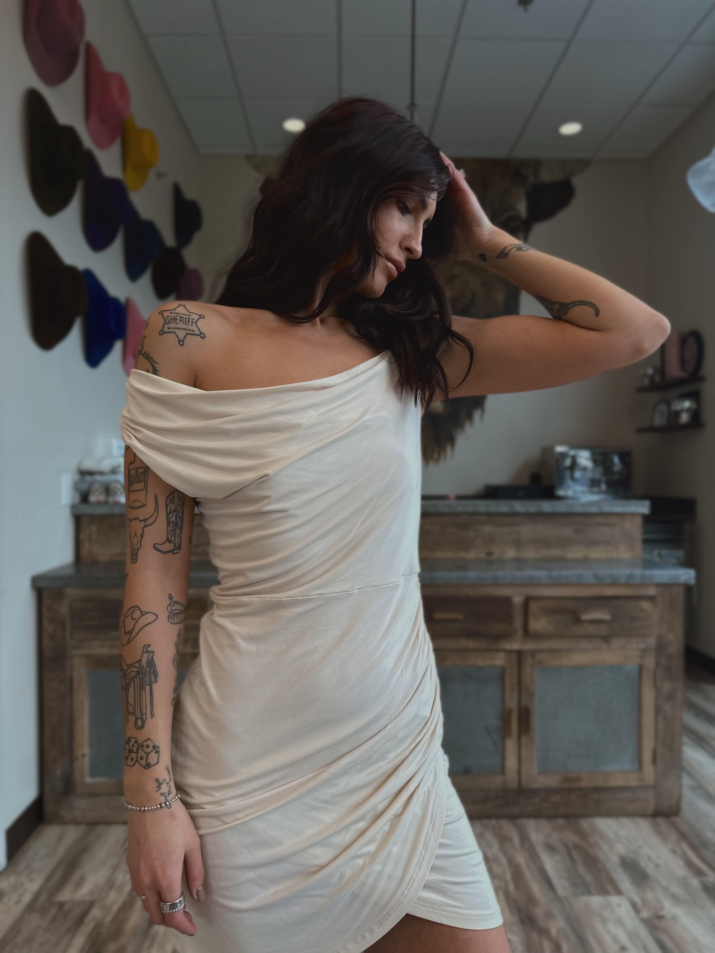 Cream Mini Dress