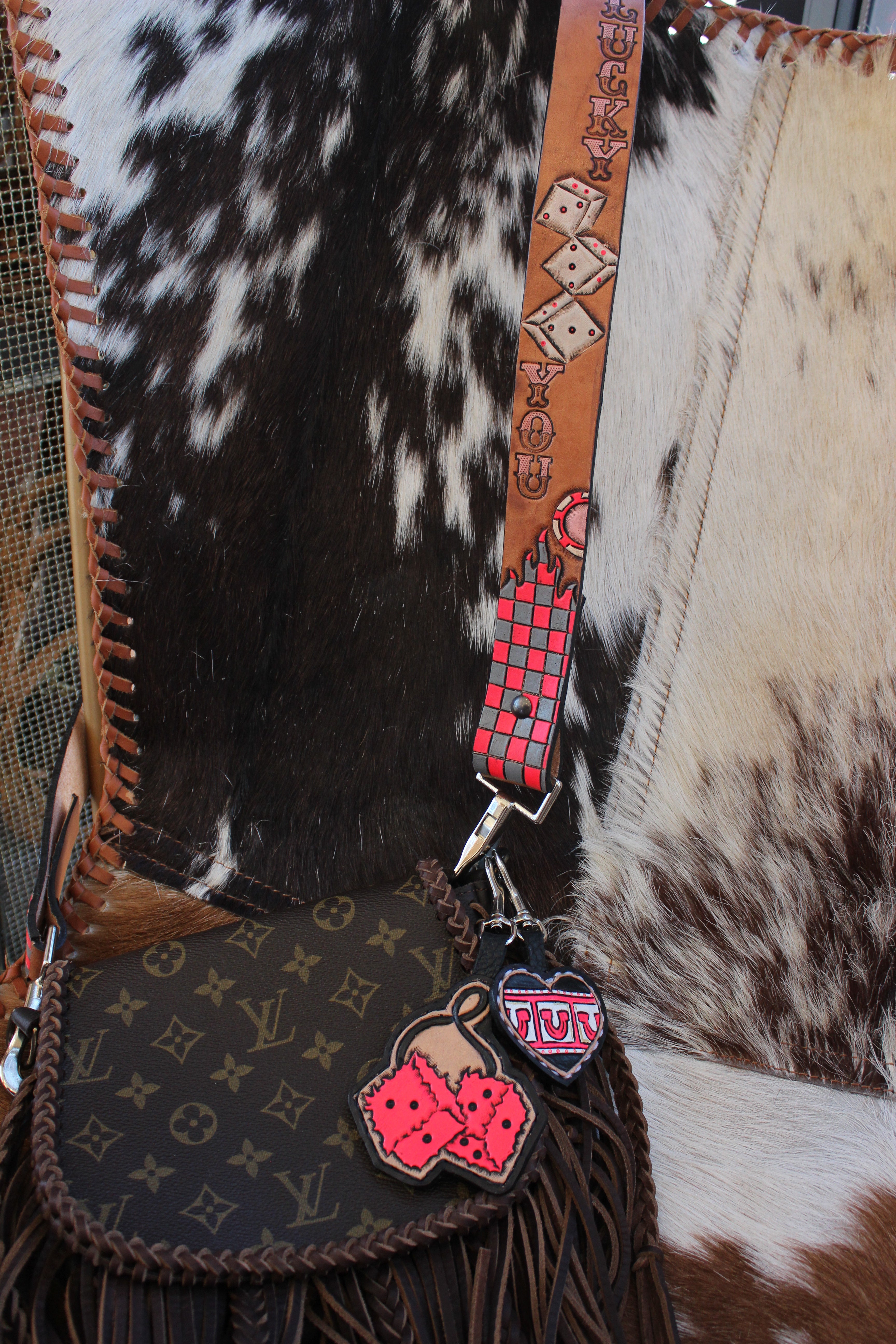 Lucky You Tooled Leather Purse Strap
