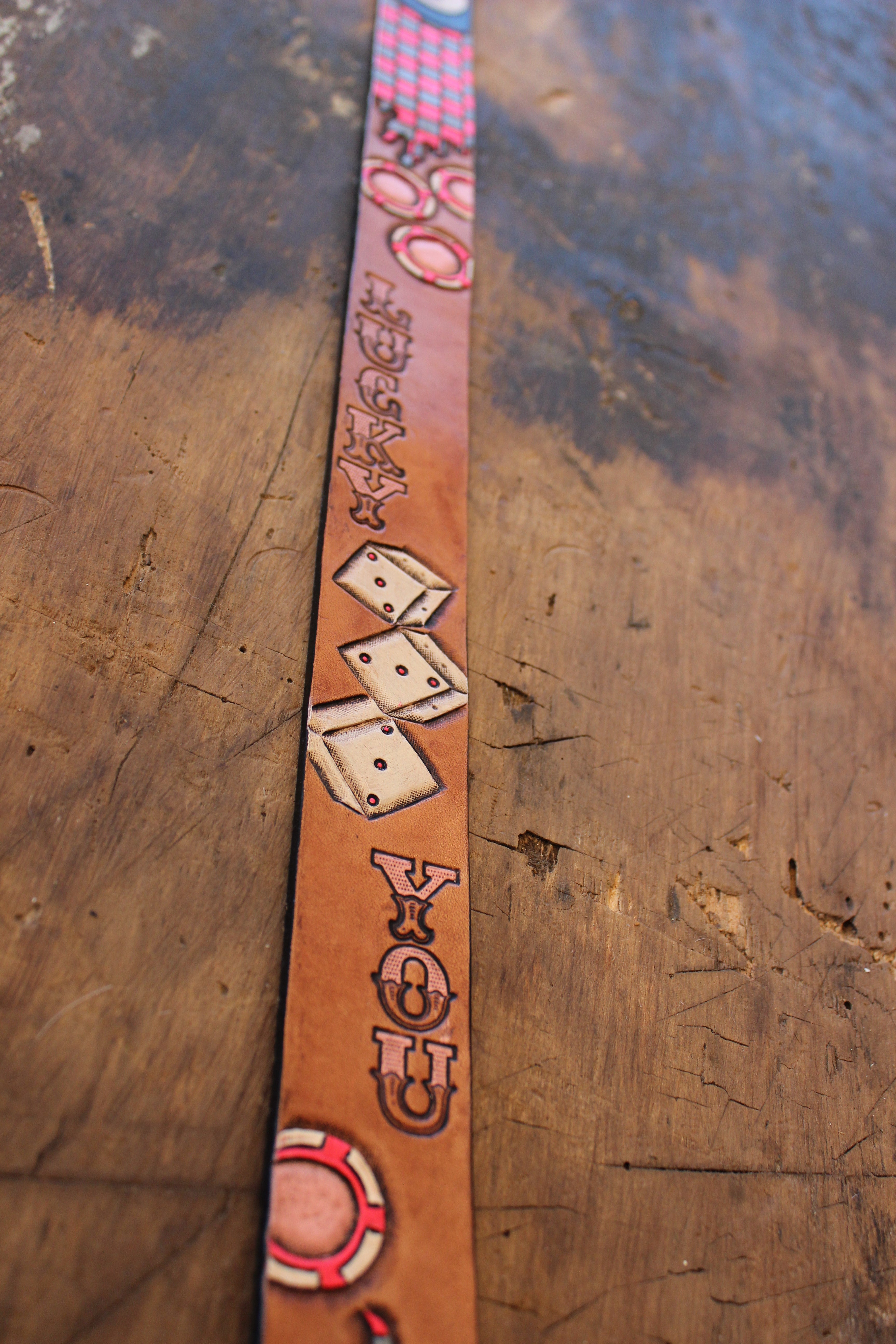 Lucky You Tooled Leather Purse Strap