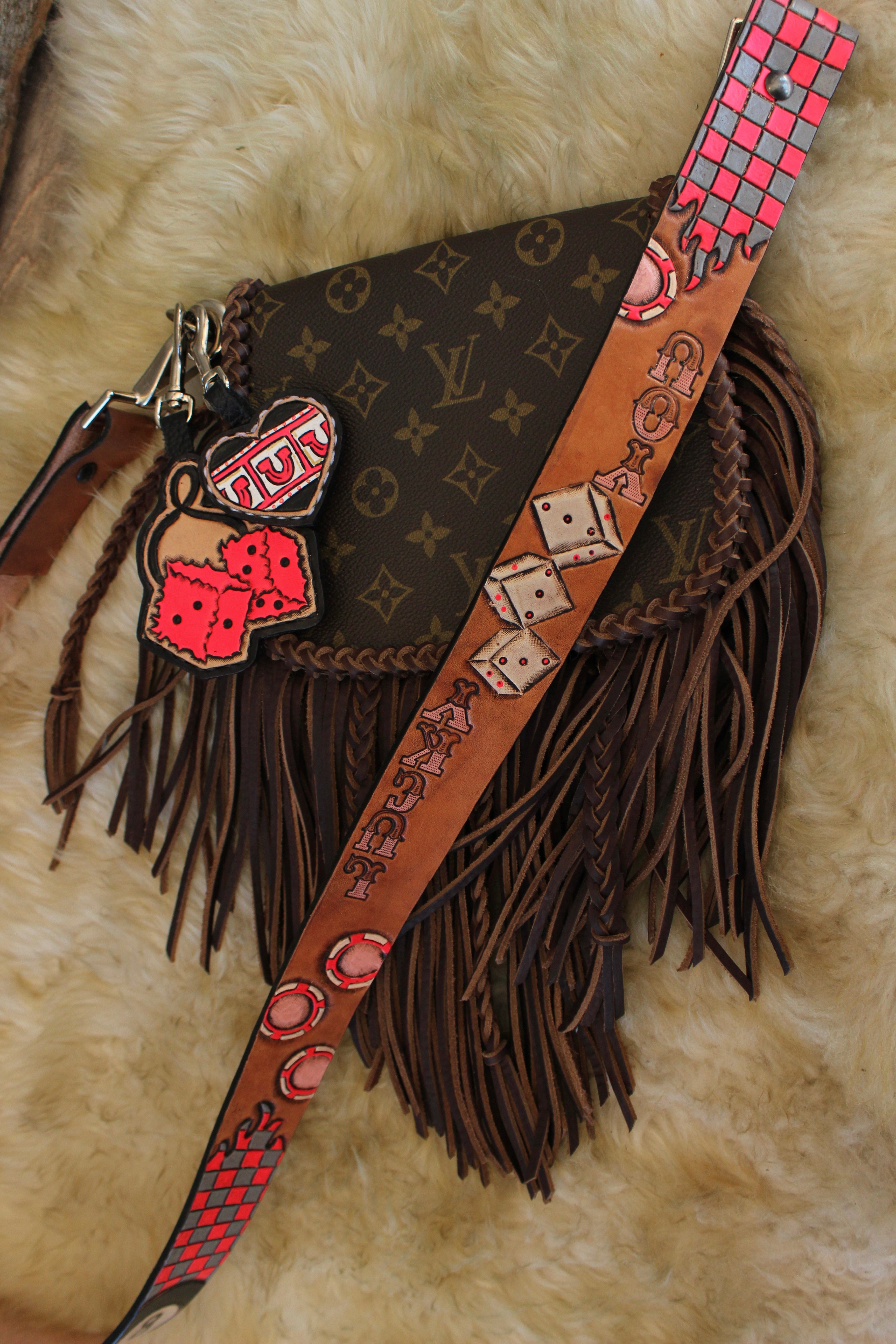 Lucky You Tooled Leather Purse Strap