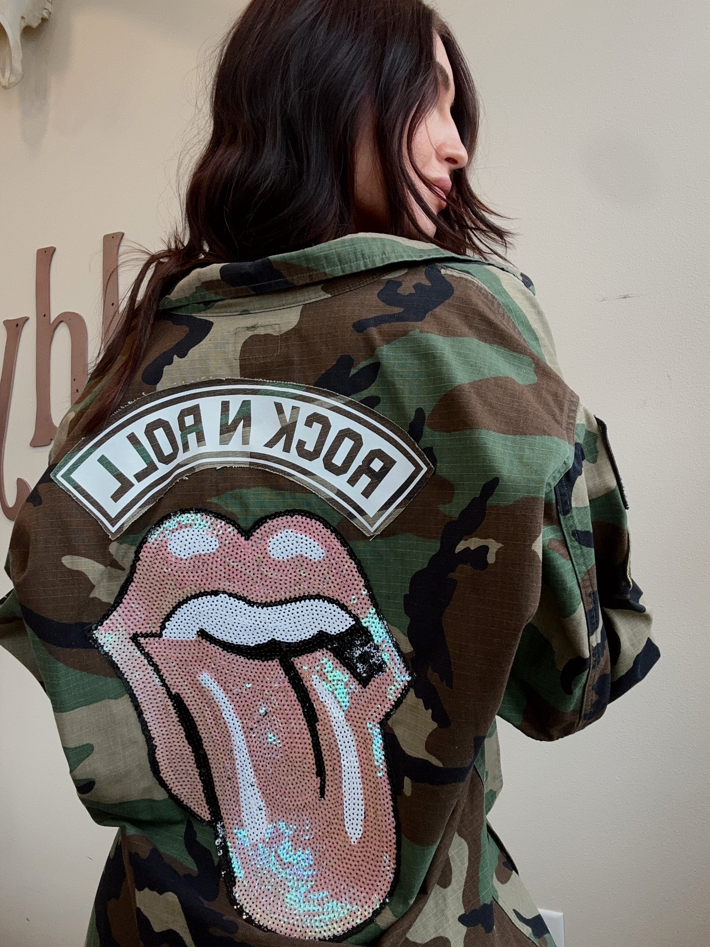 Camo Rock N Roll Patch Jacket