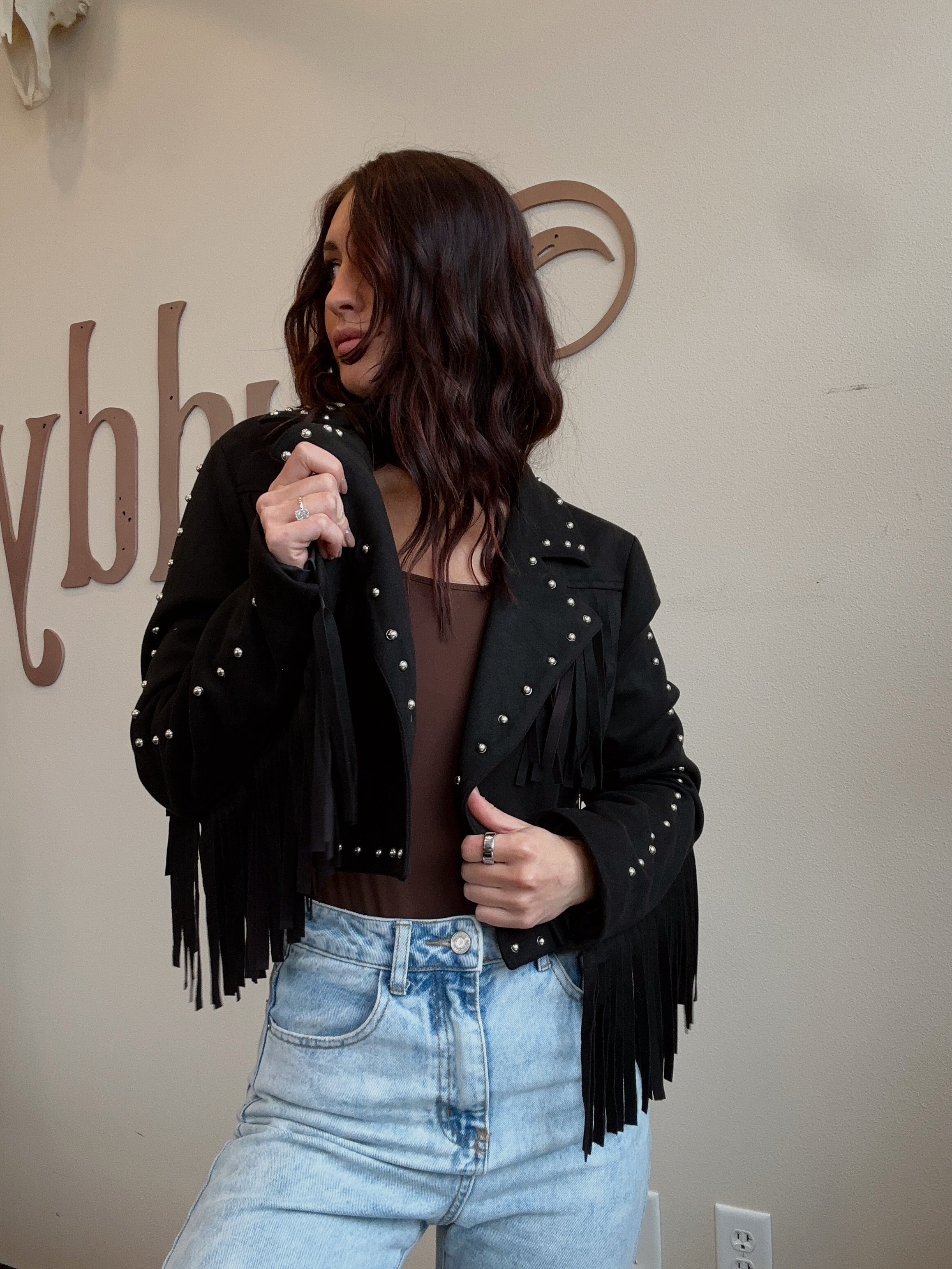 Black Suede Fringe Jacket