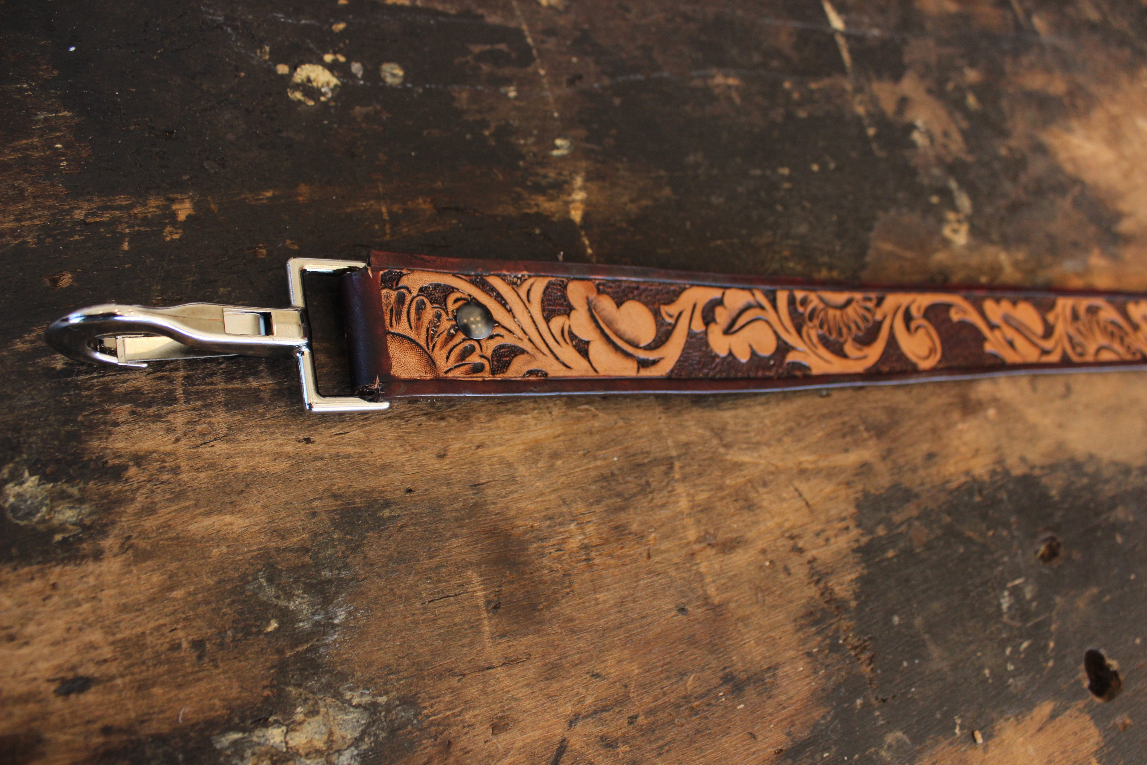 Tooled Leather Purse Strap