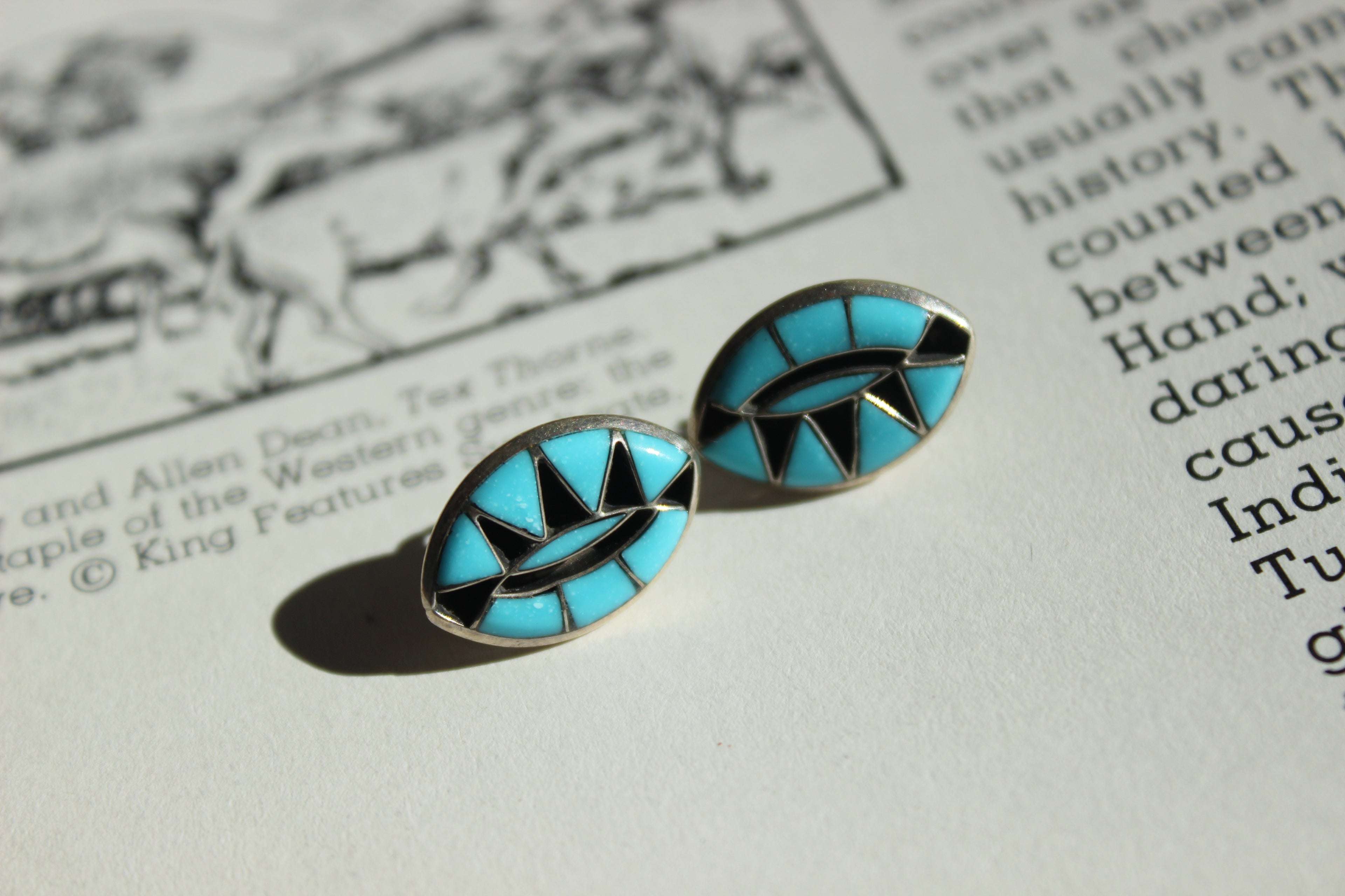 Turquoise Inlay Stud Earrings