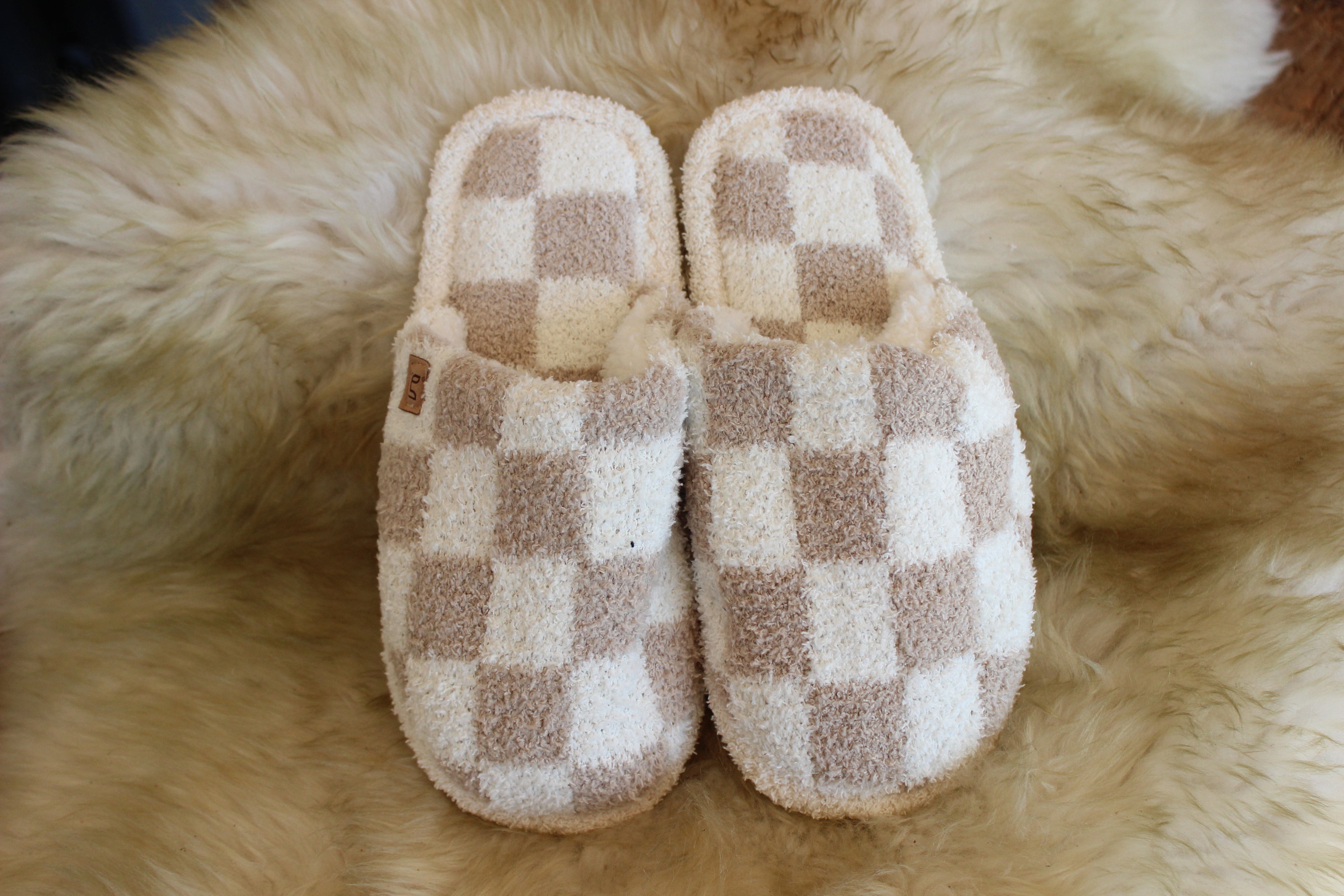 Checker Plush Slippers