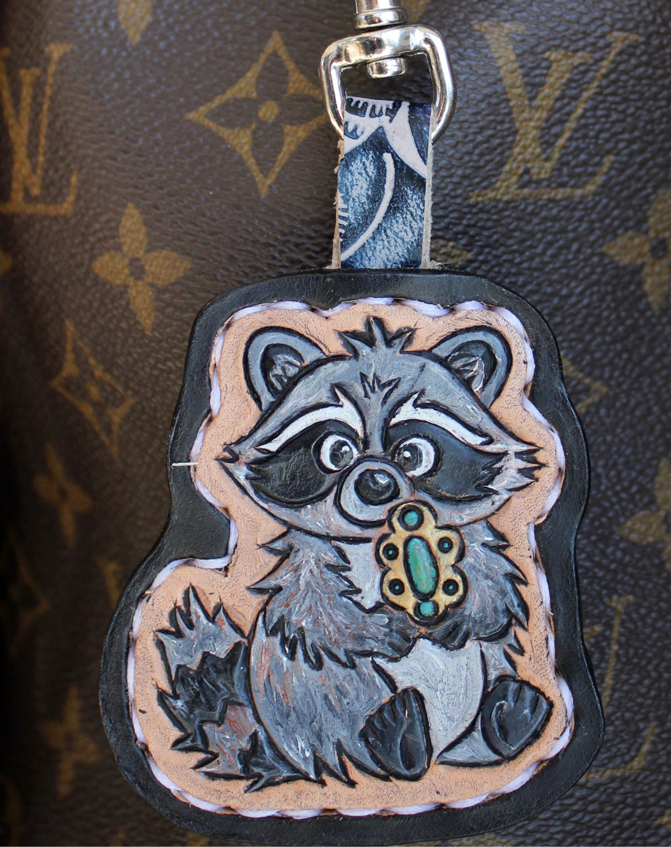Leather Purse Charm Trash Panda