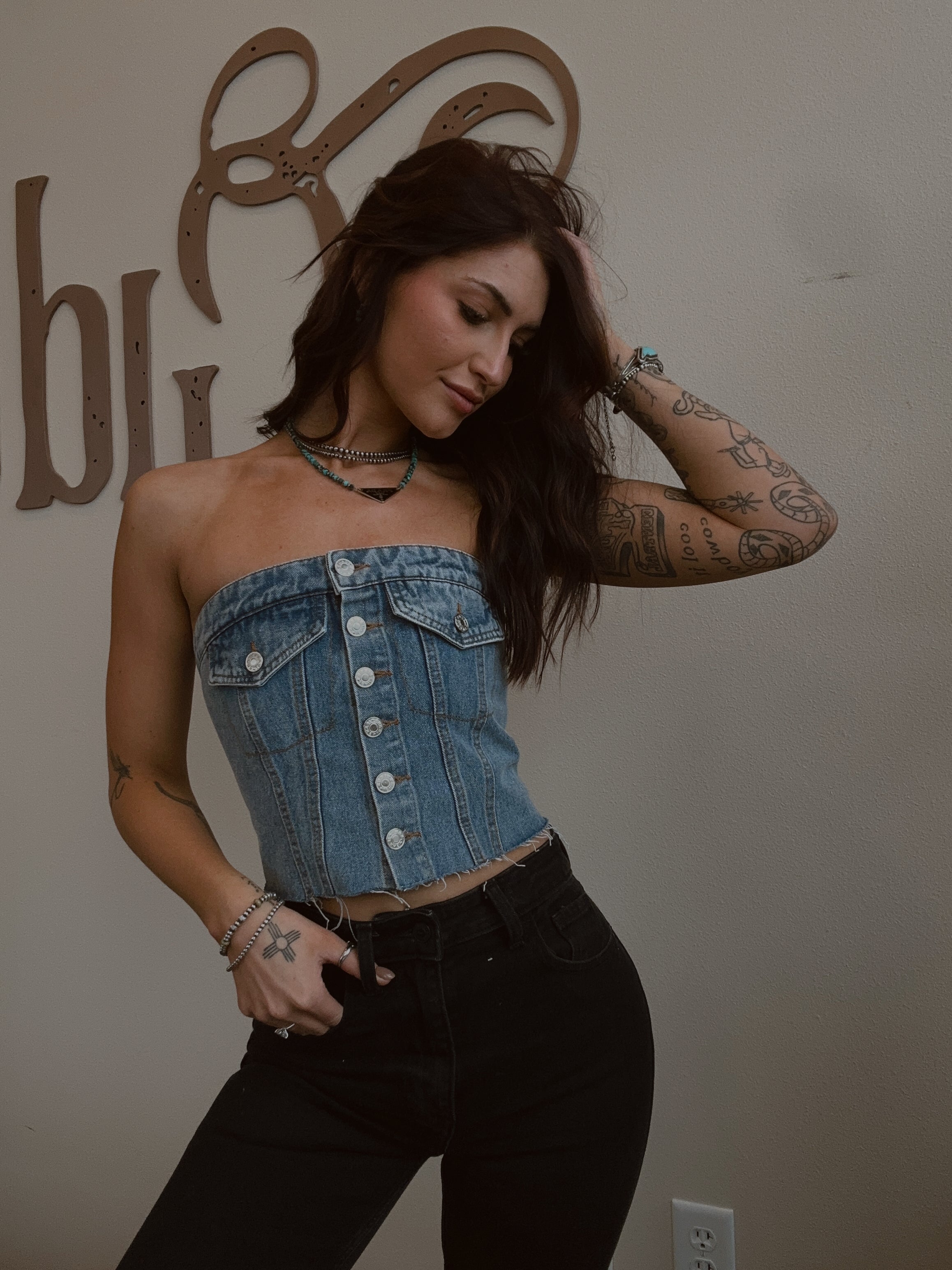 Denim Corset Top