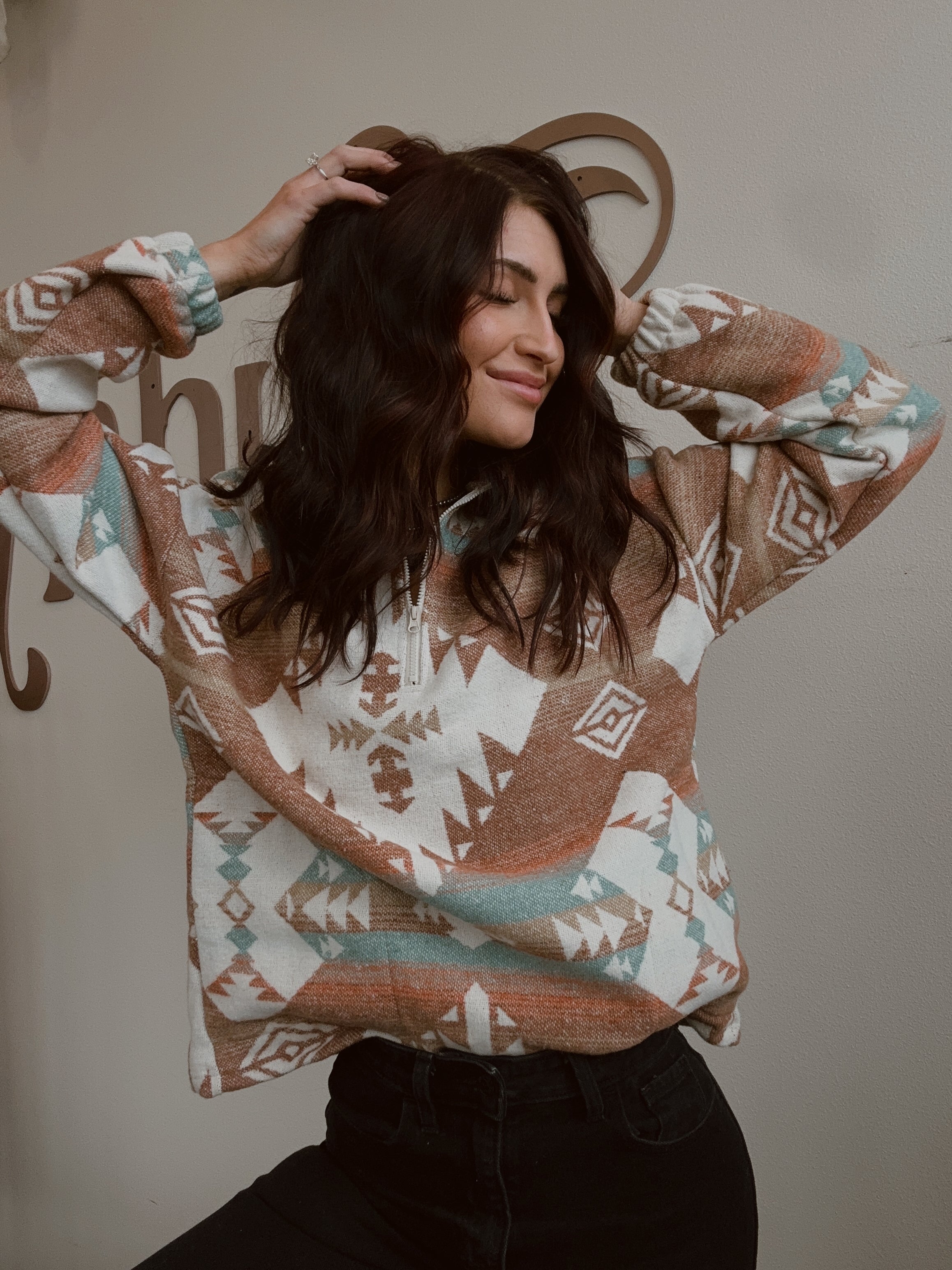 Aztec Quarter Zip Sweatshirt