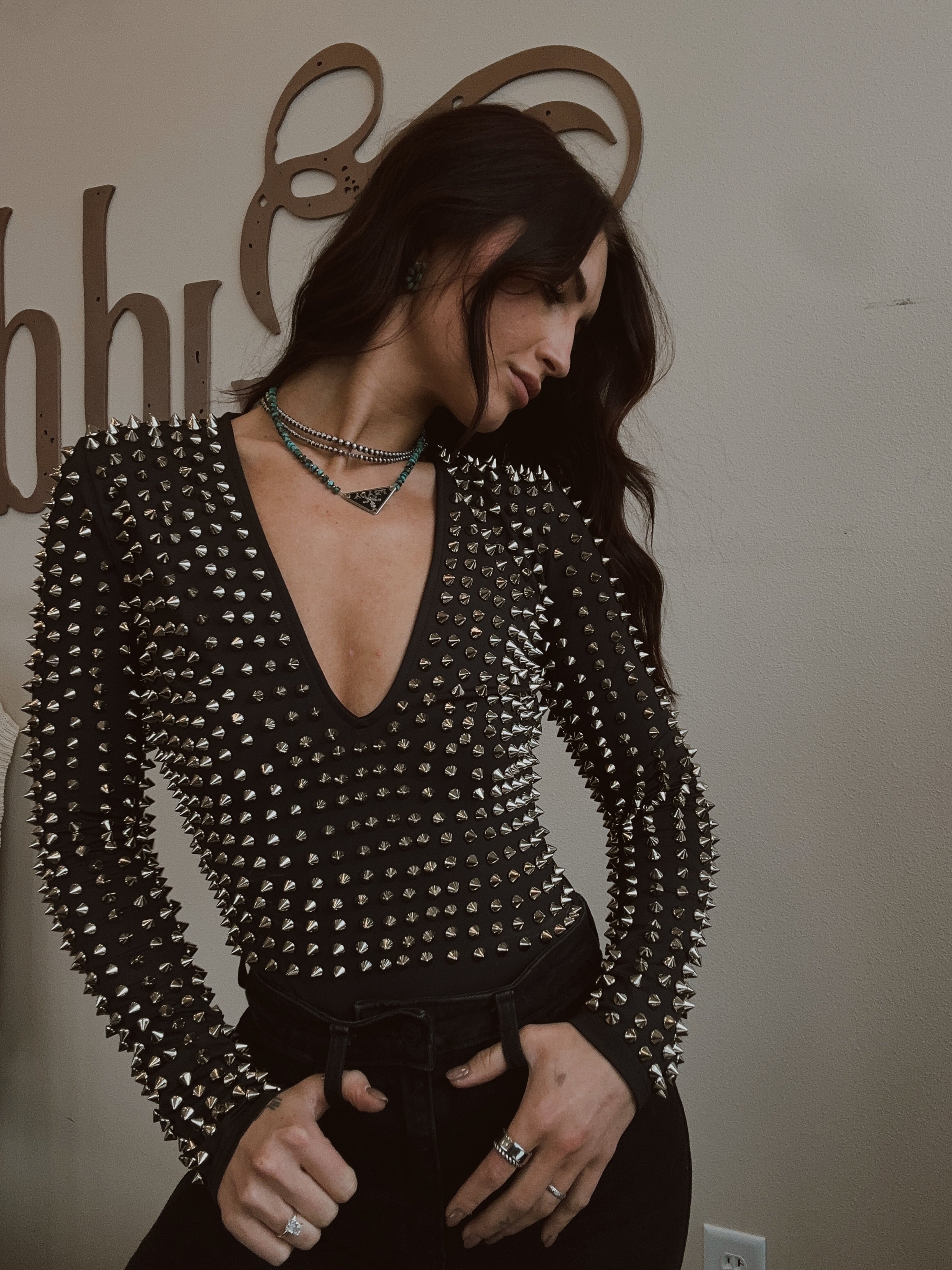 Black Studded Bodysuit