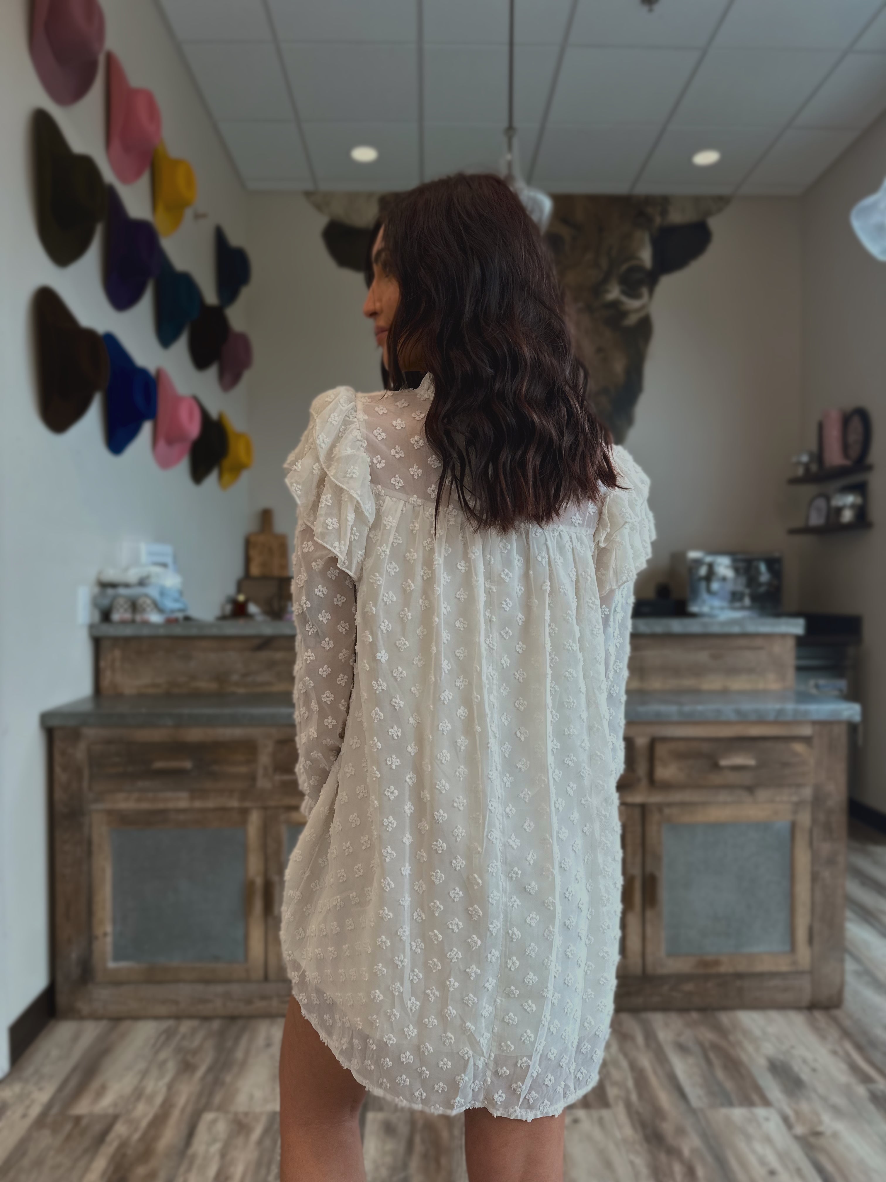 Cream Ruffle Dress