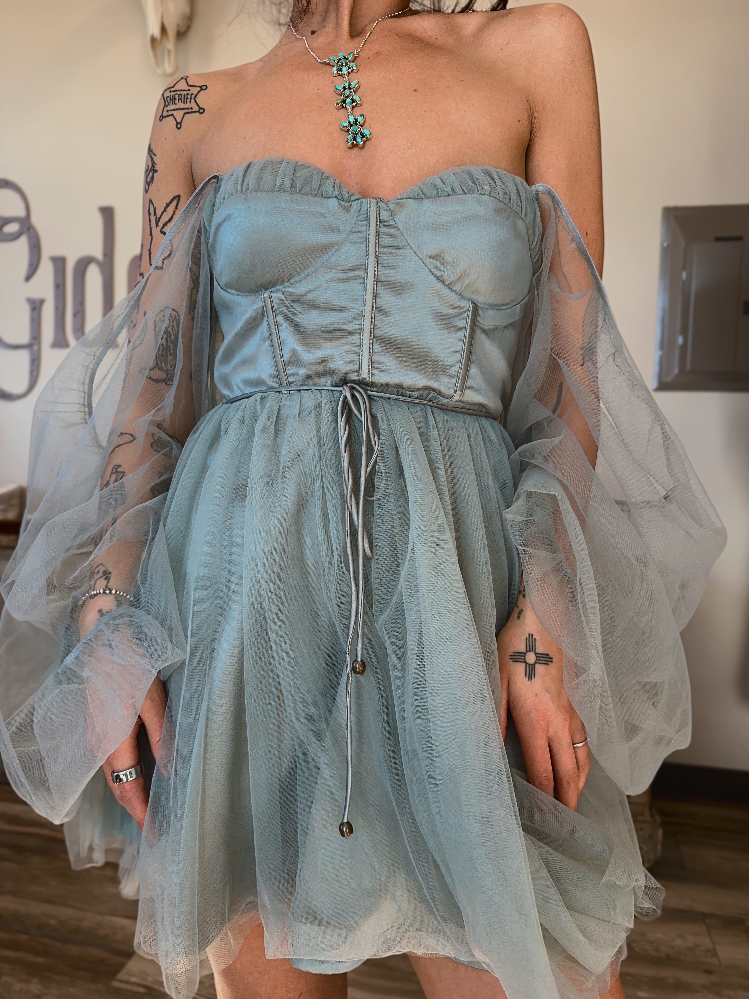 Blue Baby Doll Corset Mini
