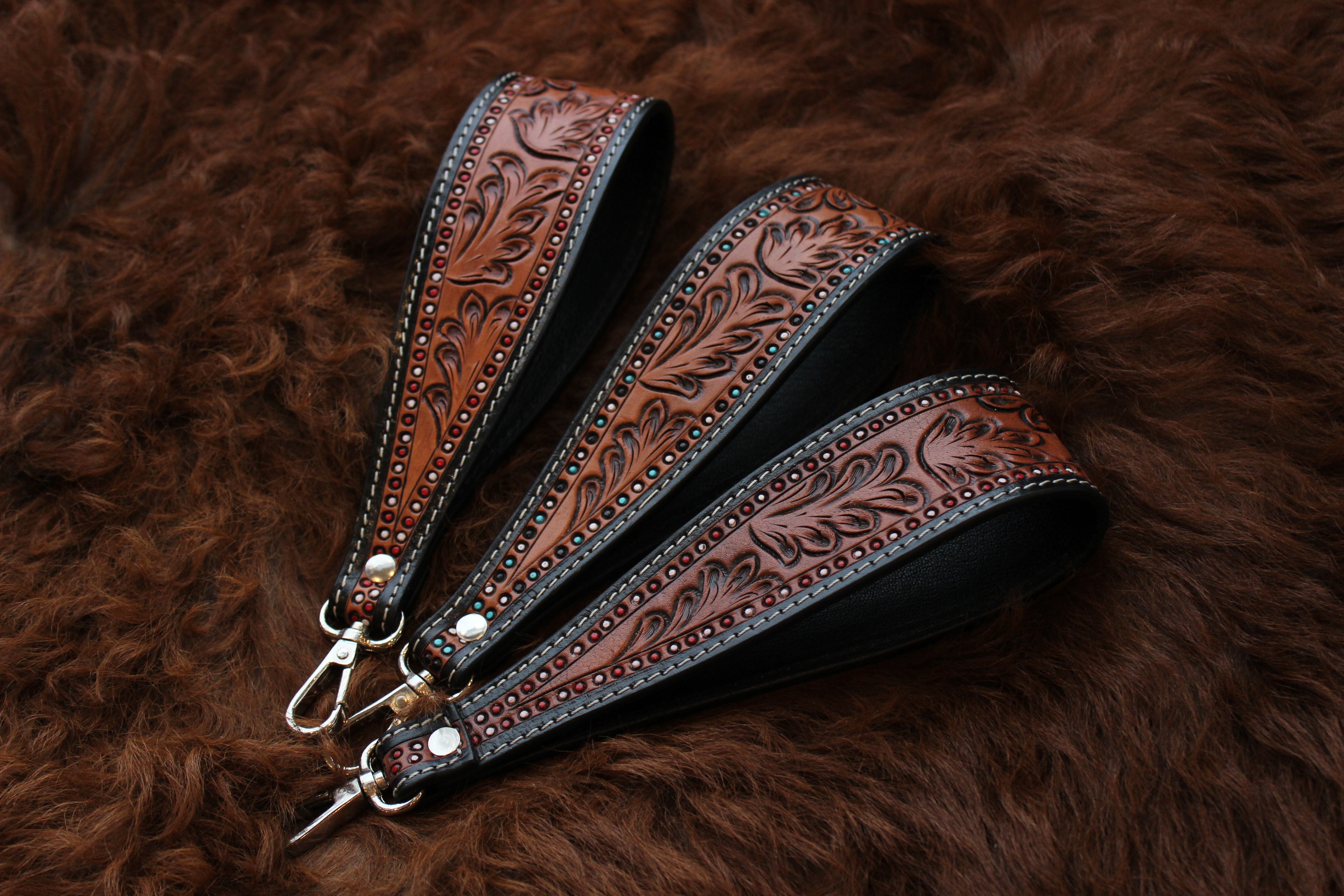 Tooled Leather Wallet Strap