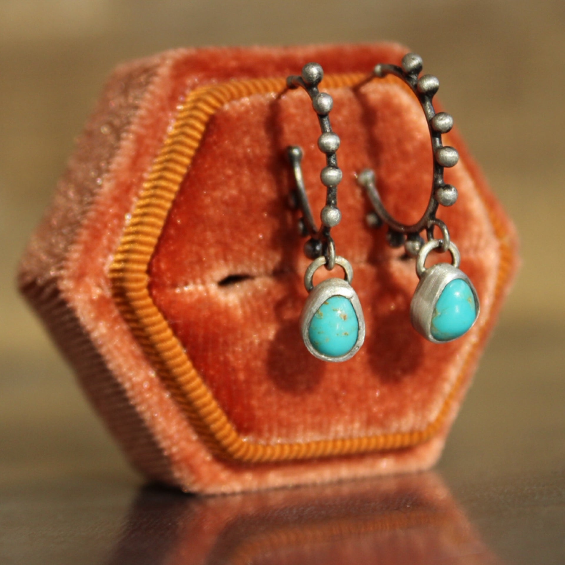 Kingman Turquoise Studded Hoops