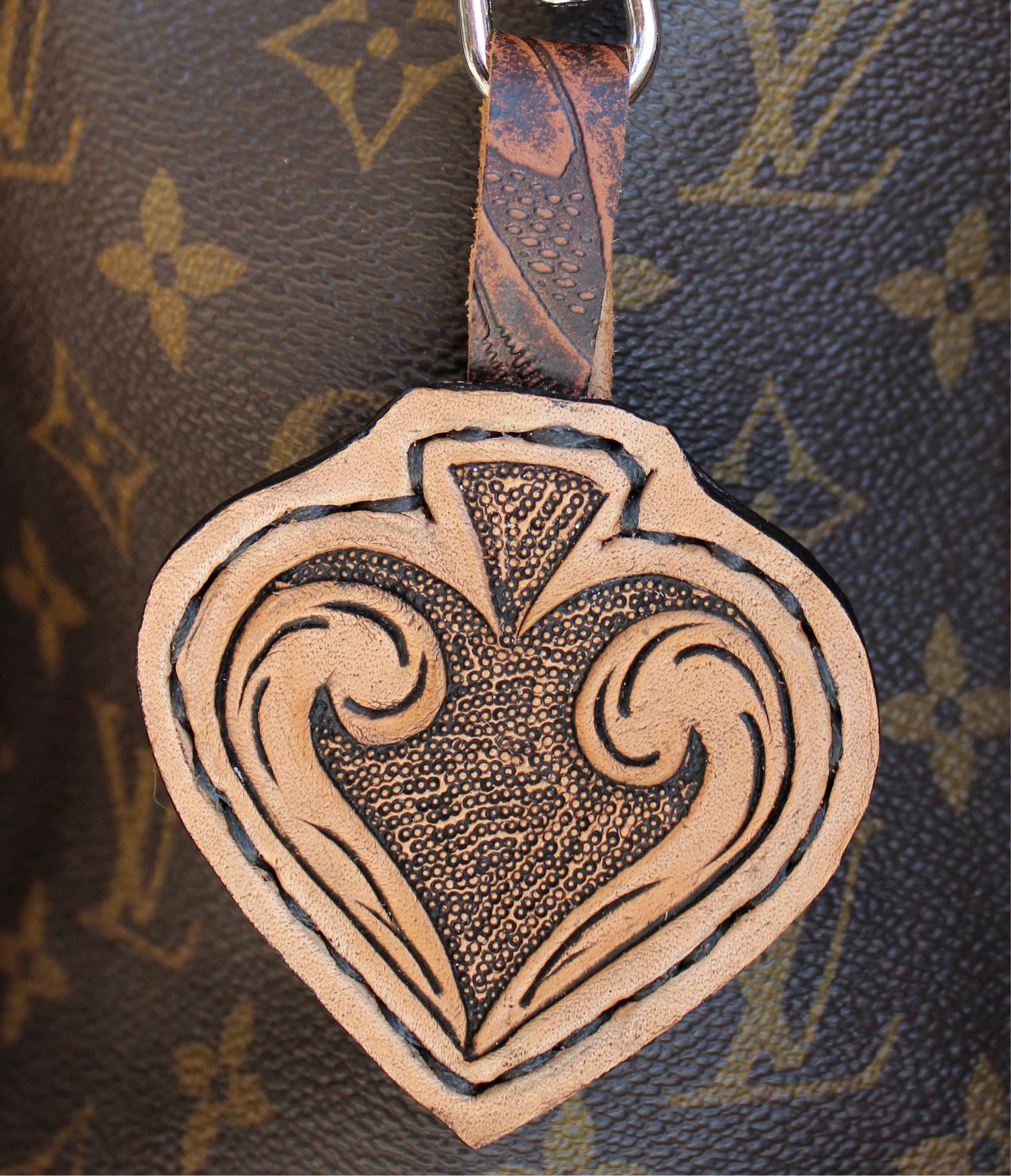 Leather Purse Charm Spade