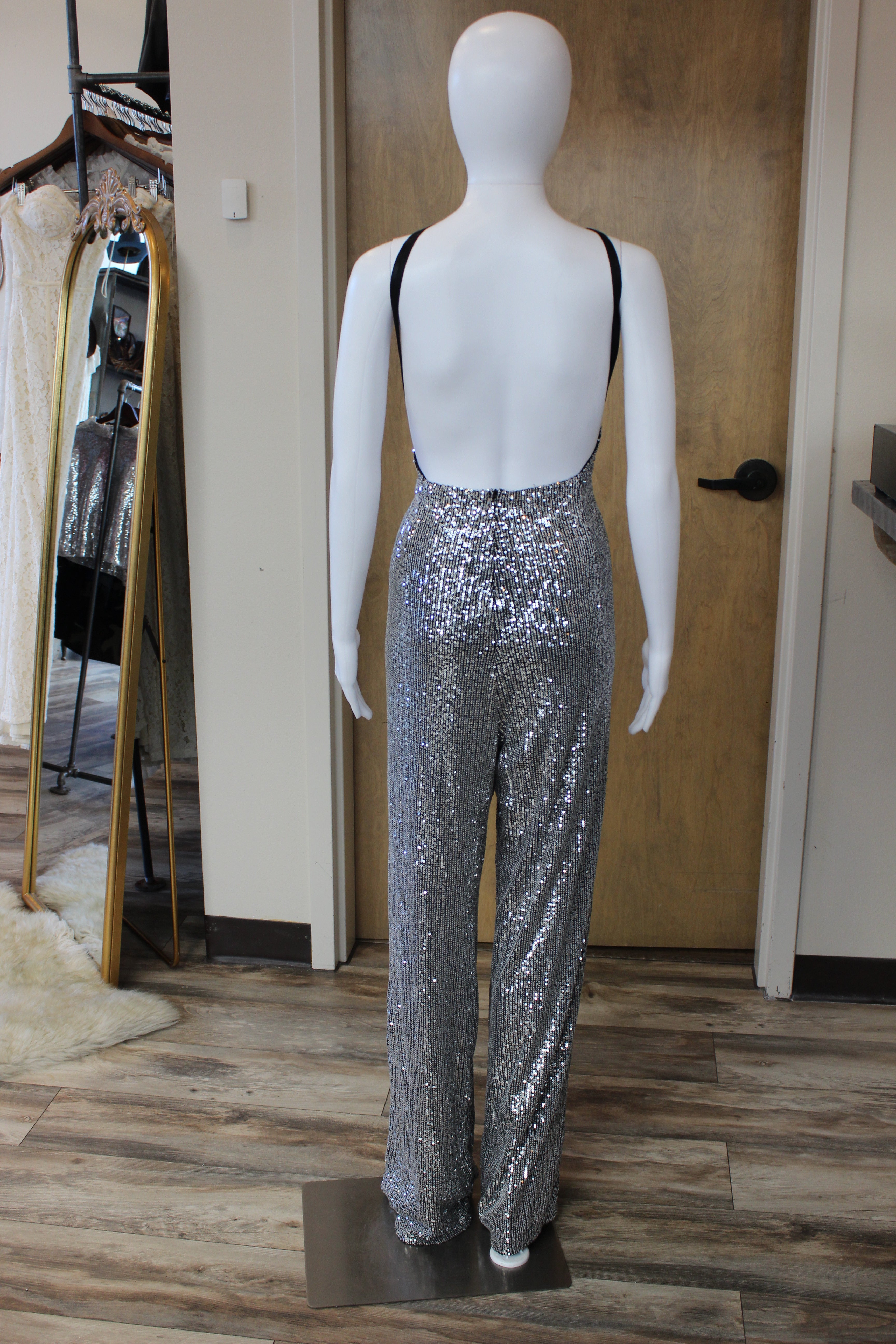 Open Back Sequin Jumpsuit