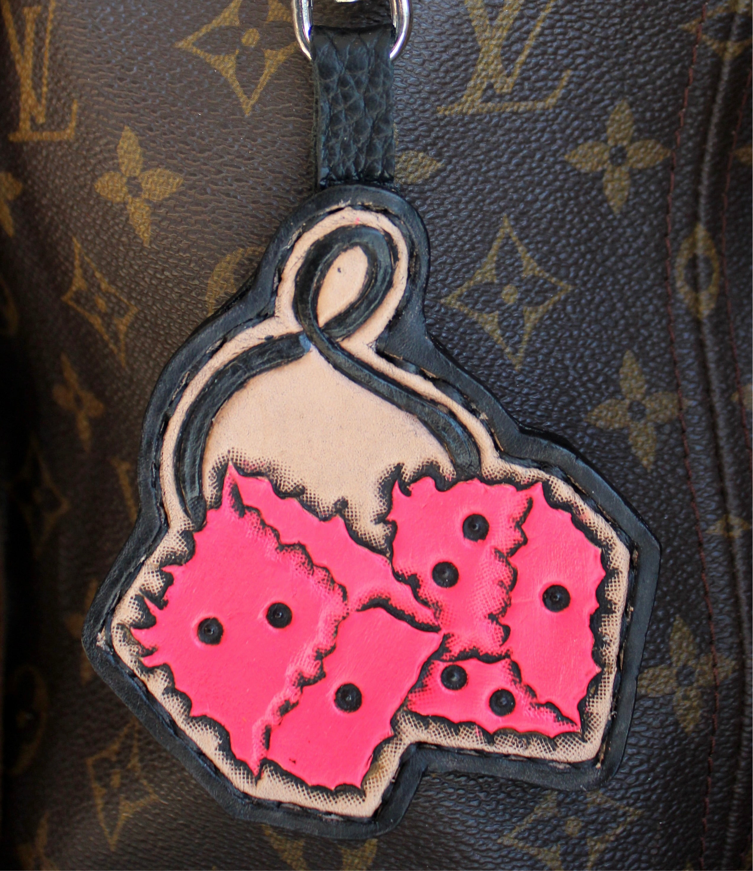 Leather Purse Charm Pink Dice