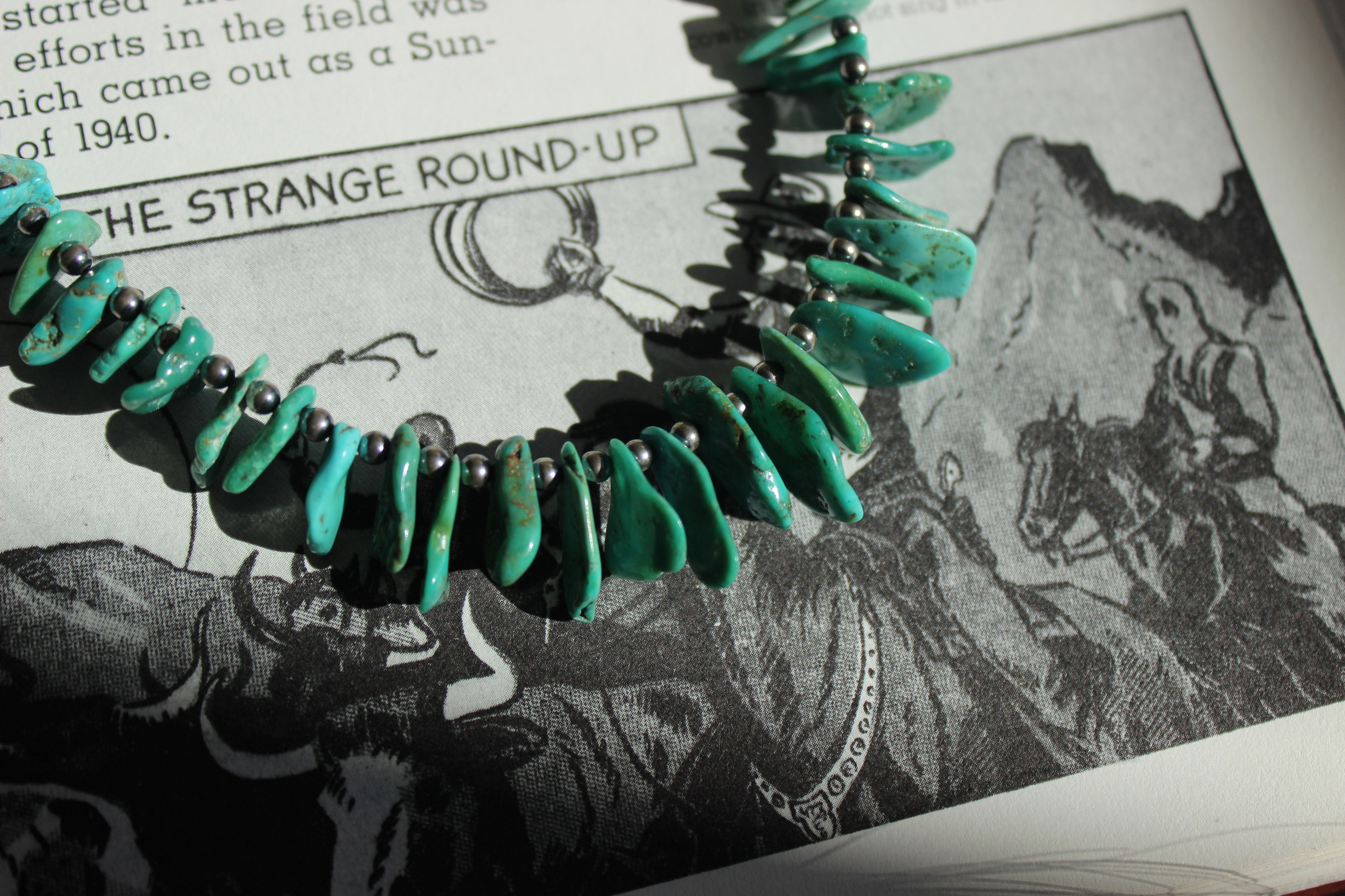 Turquoise and sterling silver beaded necklace