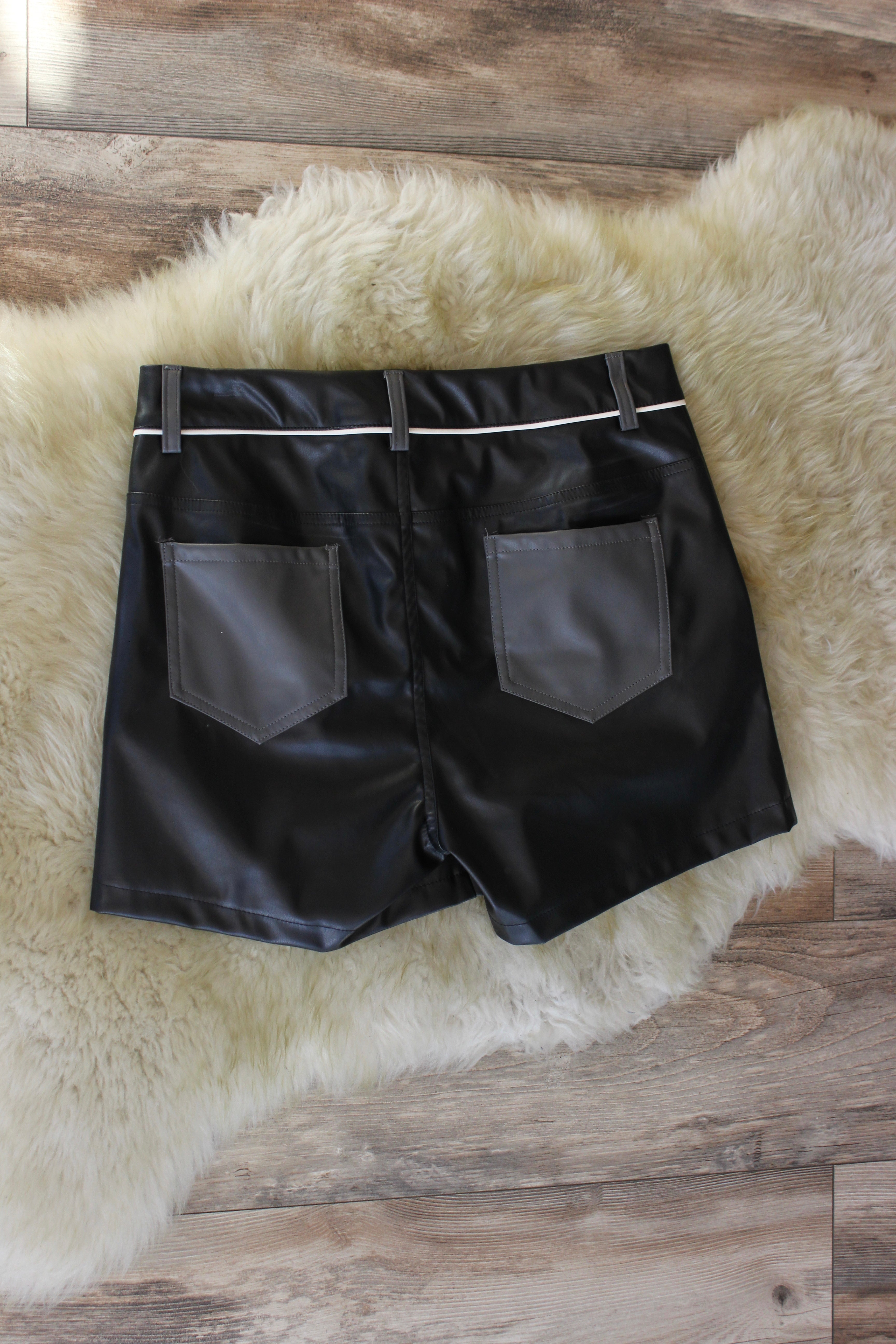Two Tone Leather Shorts