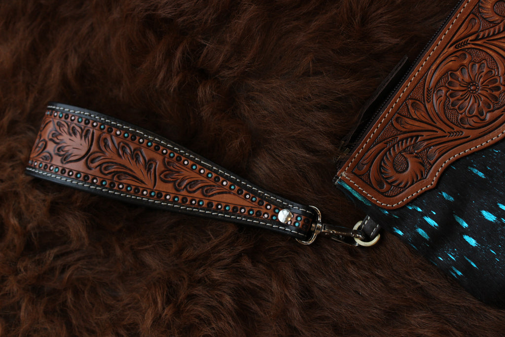 Tooled Leather Wallet Strap
