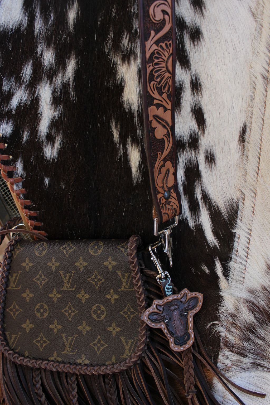 Tooled Leather Purse Strap