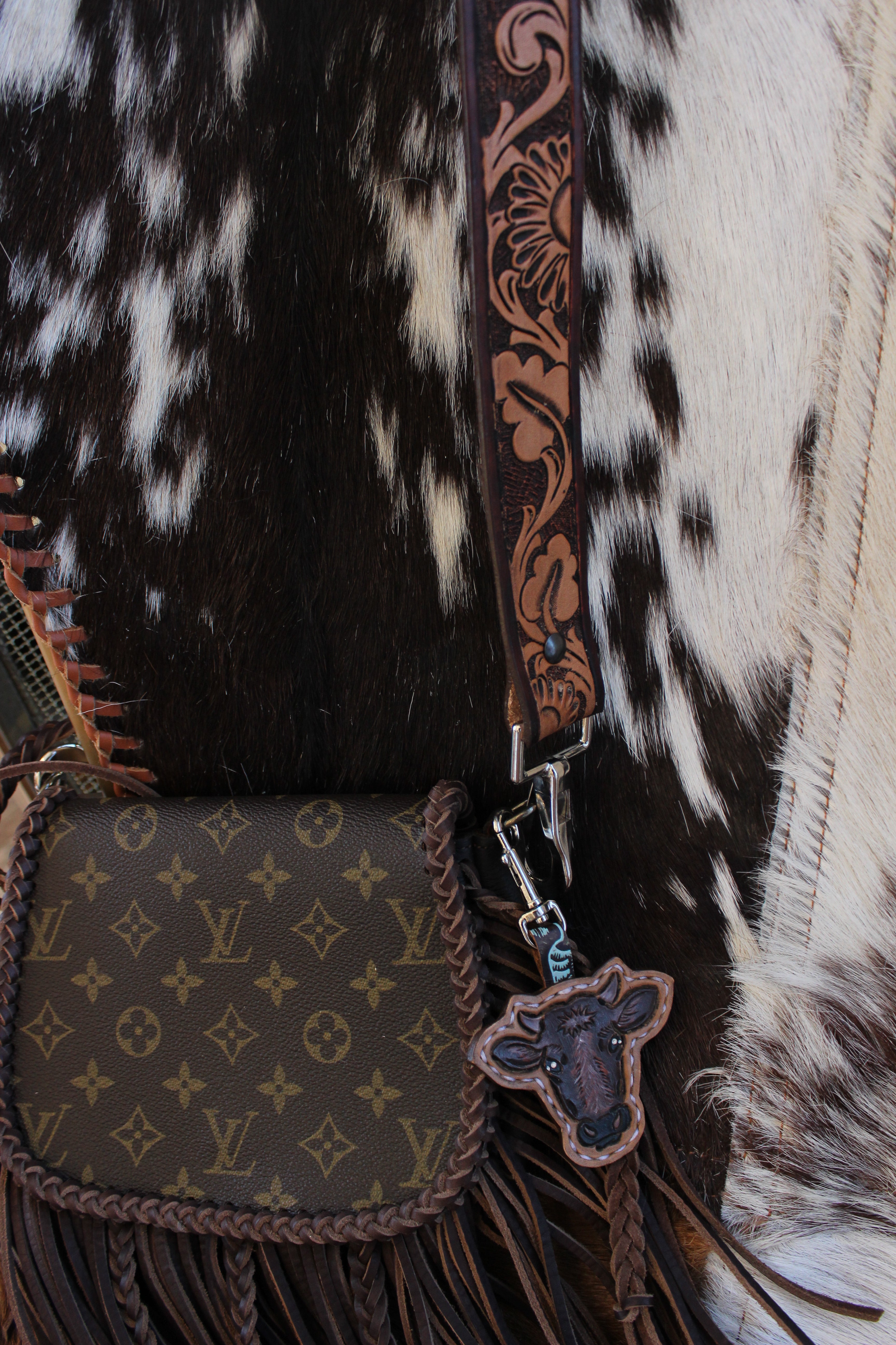 Tooled Leather Purse Strap