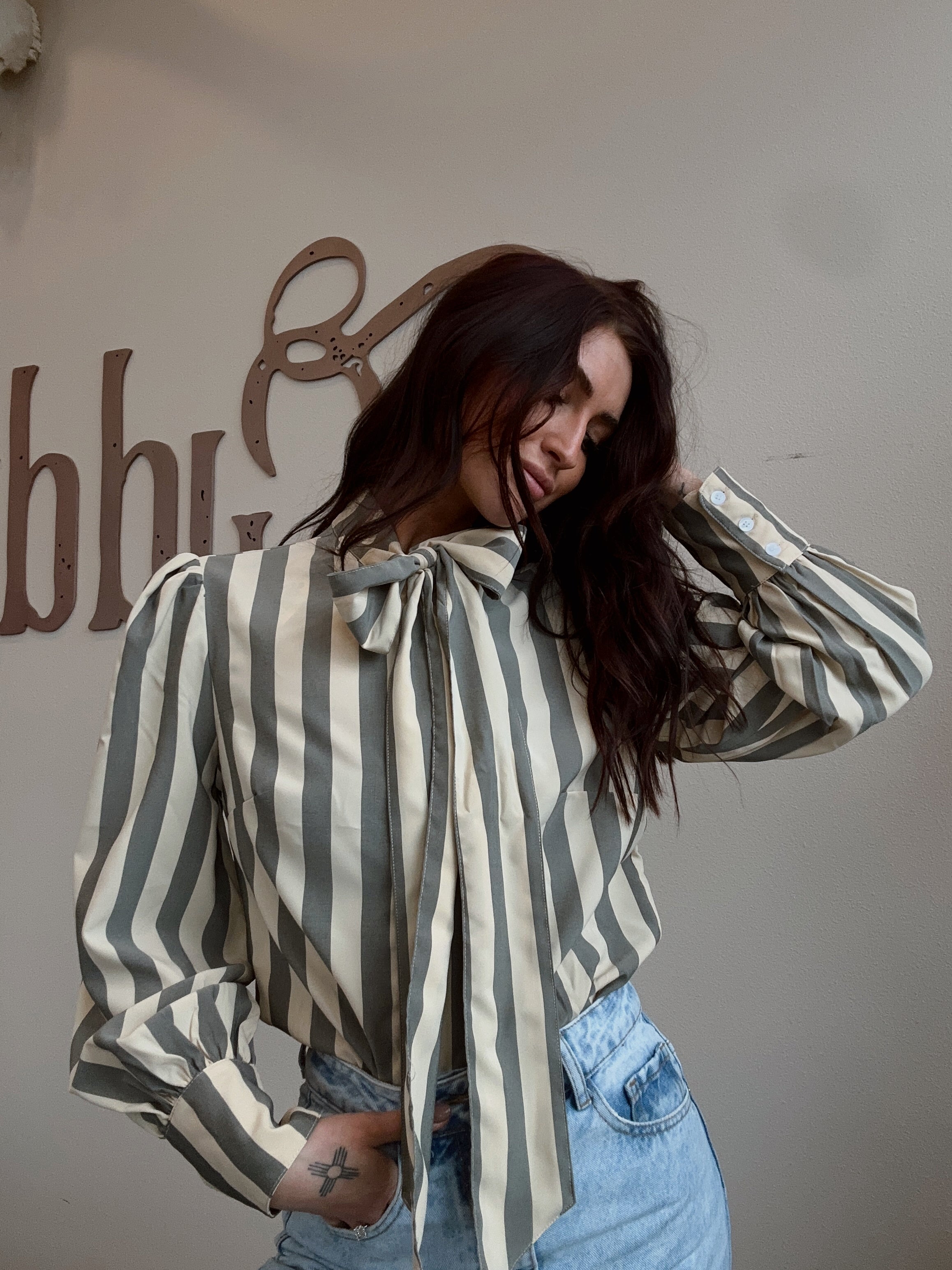 Stripe Bowtie Blouse