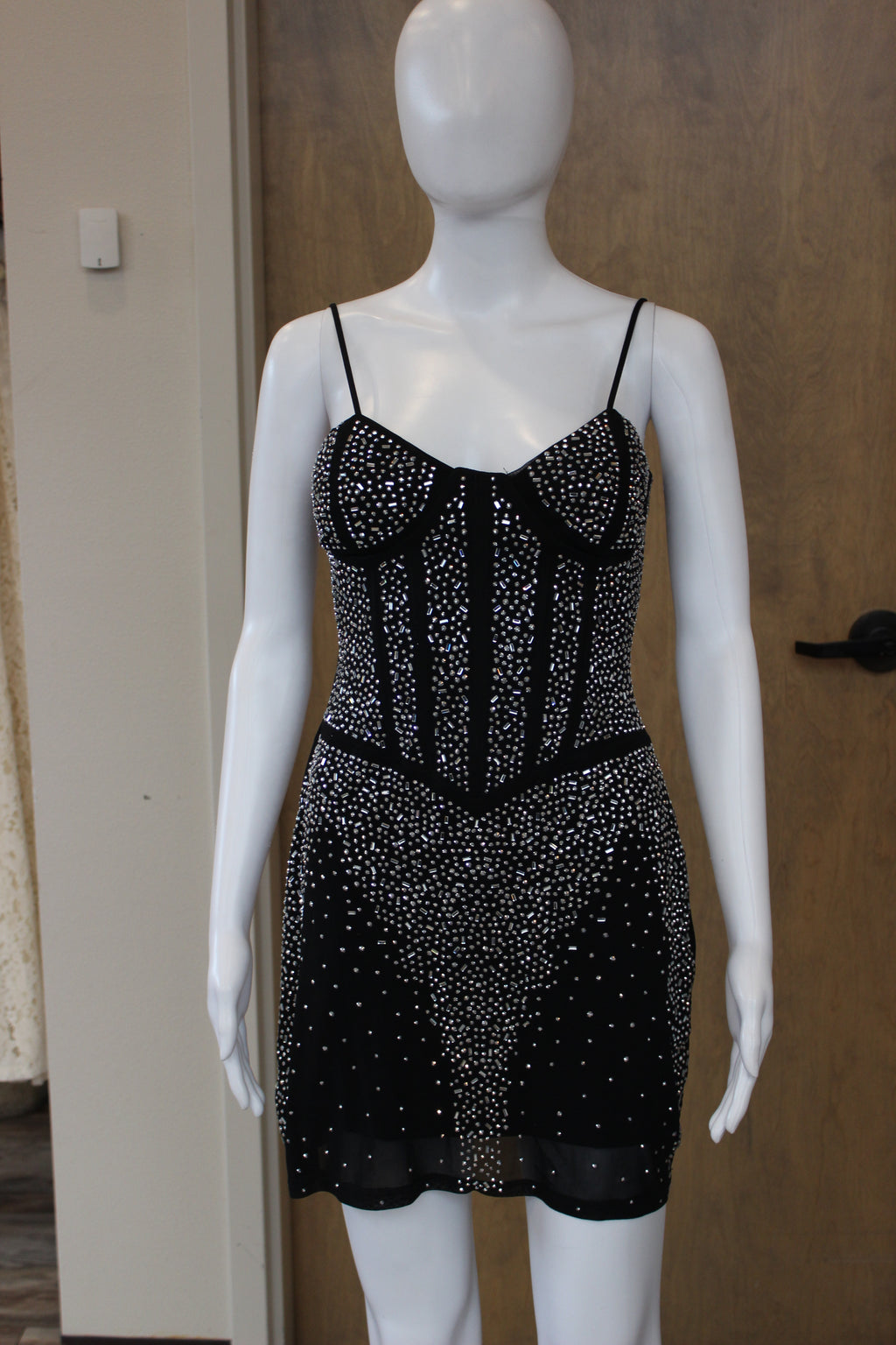 Rhinestone Black Mini Dress