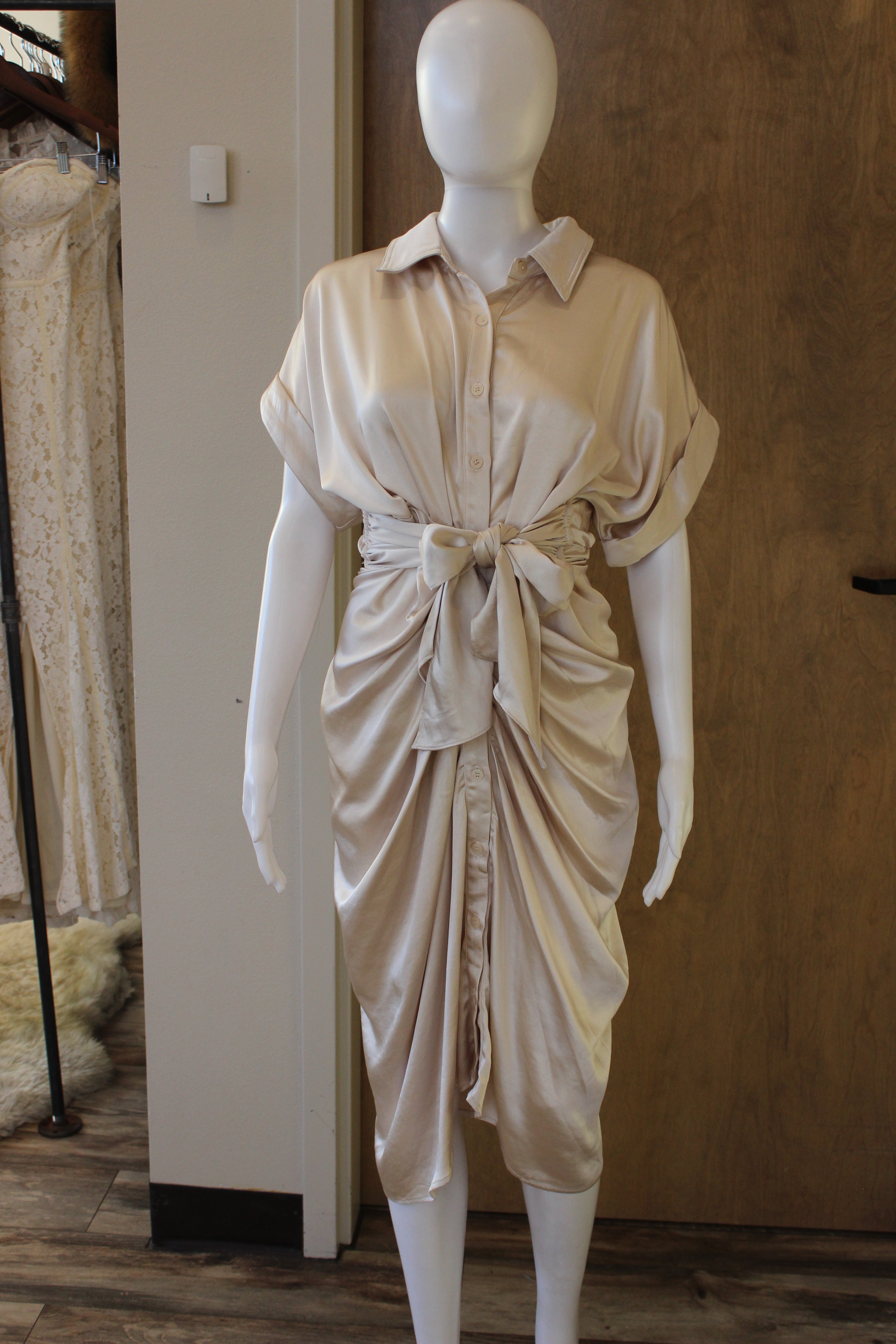 Silk Champagne Midi Dress