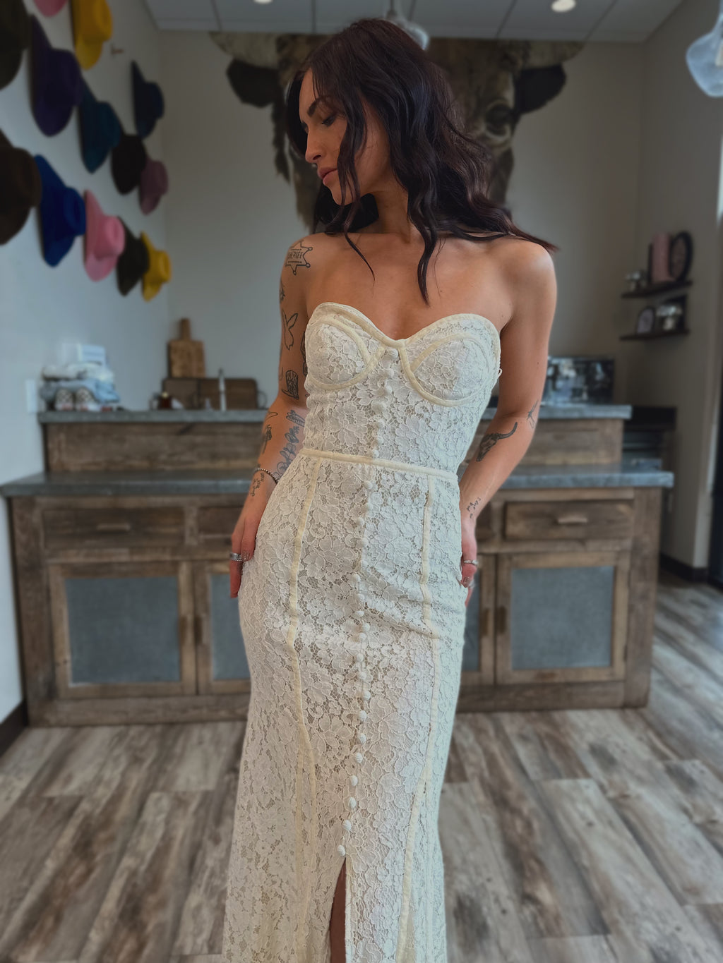 Strapless Lace Dress