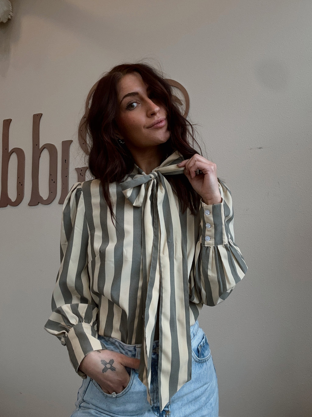 Stripe Bowtie Blouse