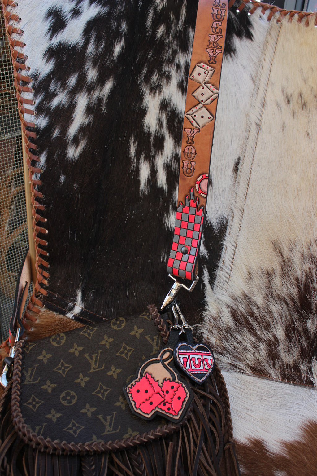 Lucky You Tooled Leather Purse Strap