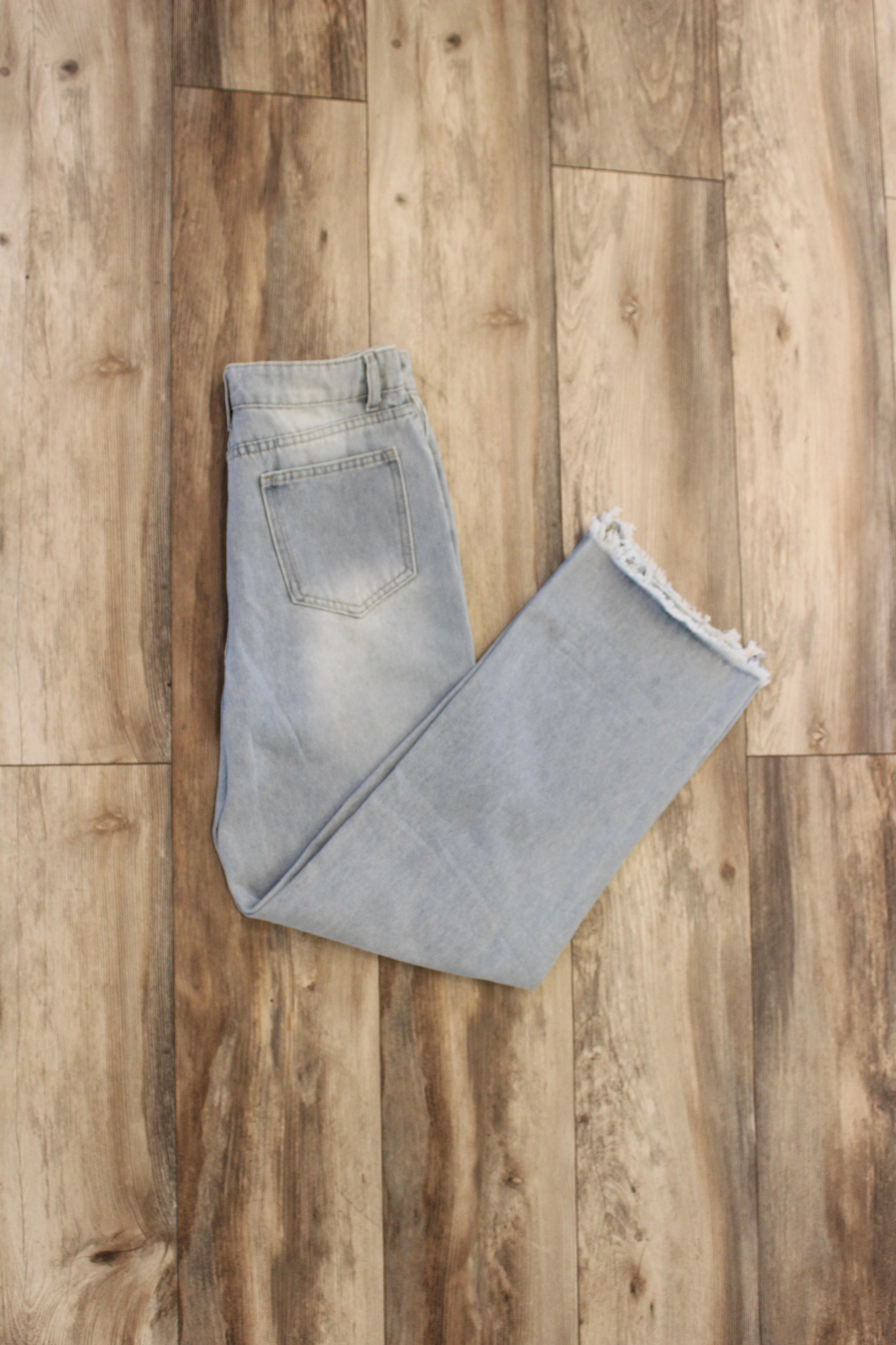 Distressed Straight Leg Denim