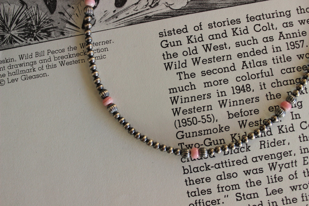 Navajo Pearl Pink Conch Beaded Necklace