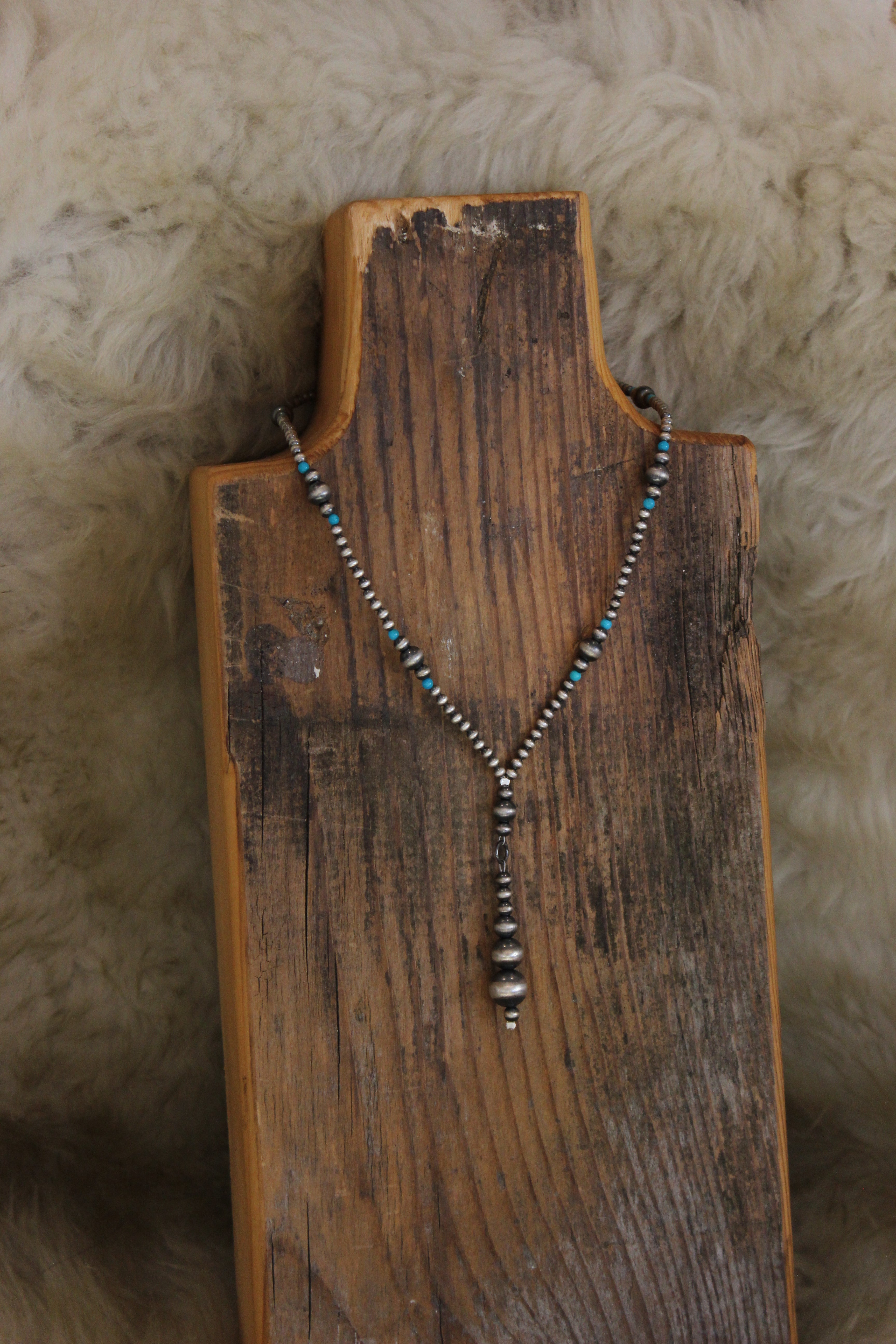 Graduating Sterling and Turquoise Lariat