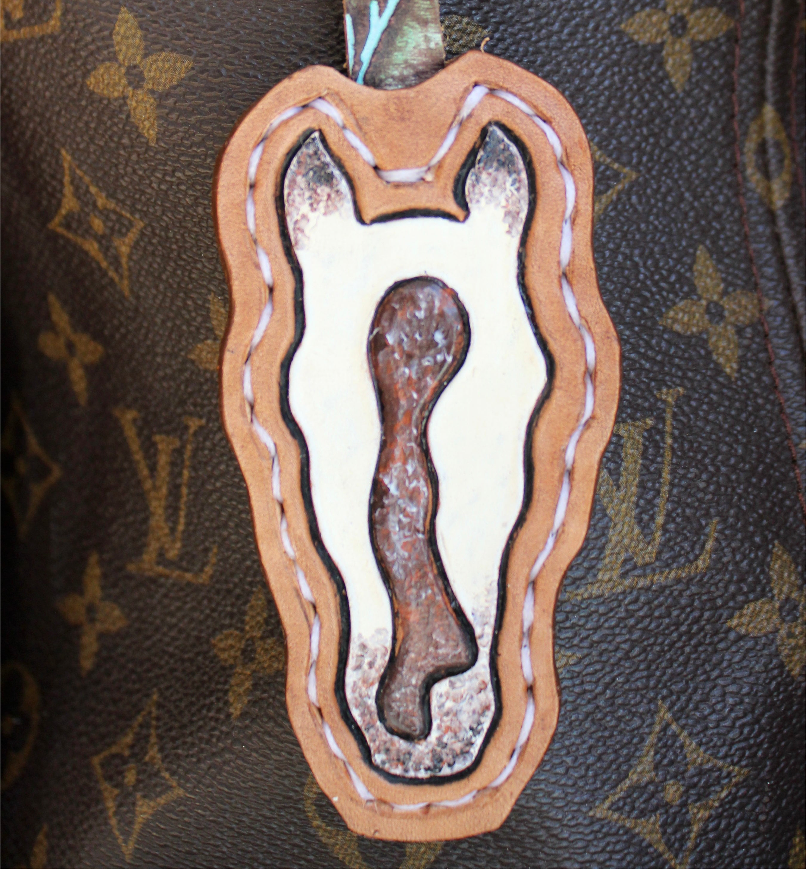 Leather Purse Charm White Horse