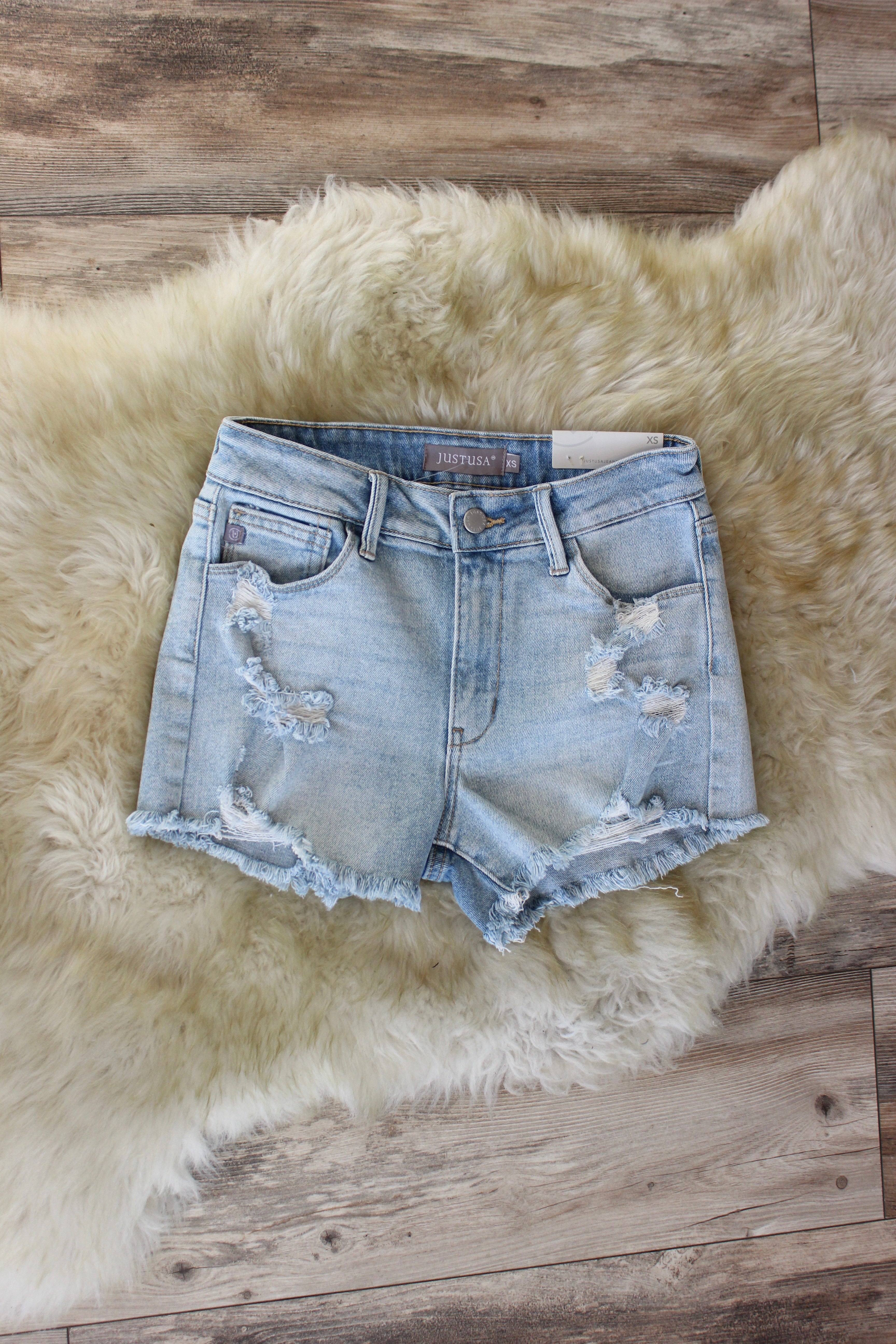 Distressed Denim Shorts