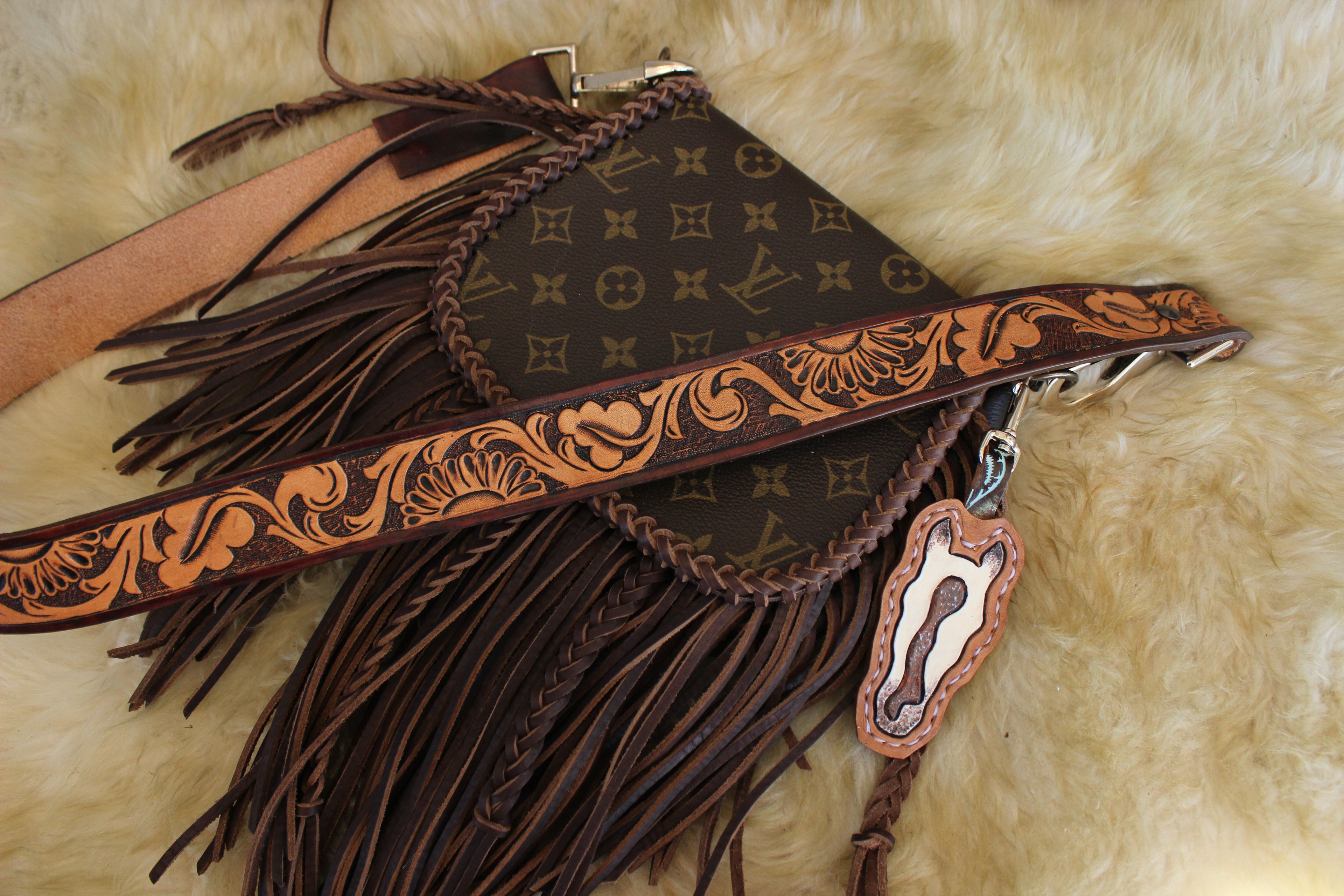 Tooled Leather Purse Strap