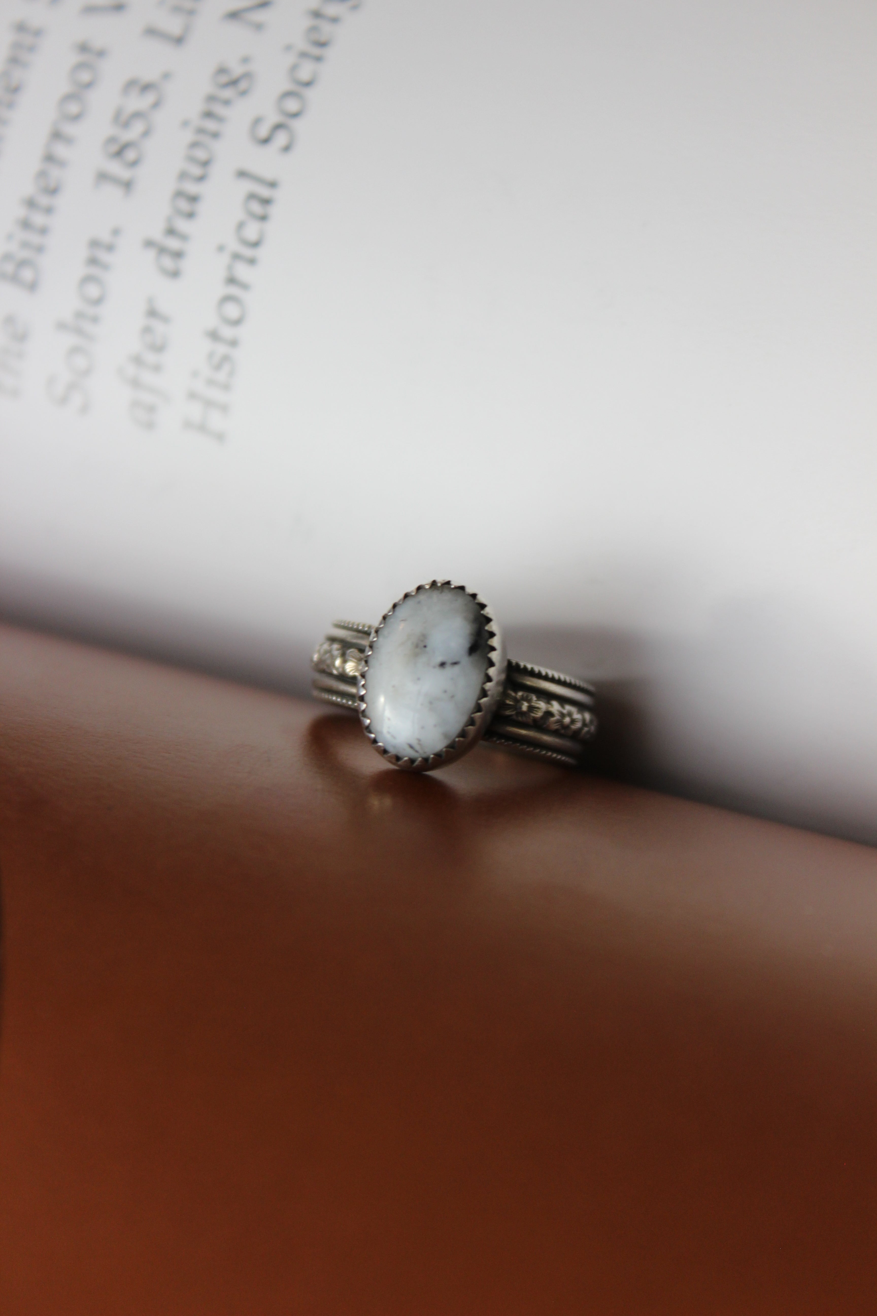 White Buffalo Stamped Ring