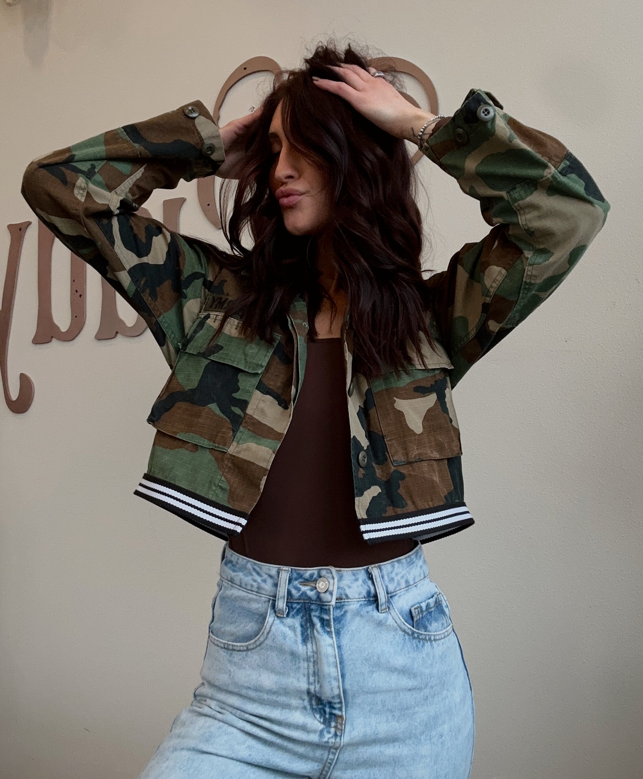 Up-cycled Cropped Army Jacket