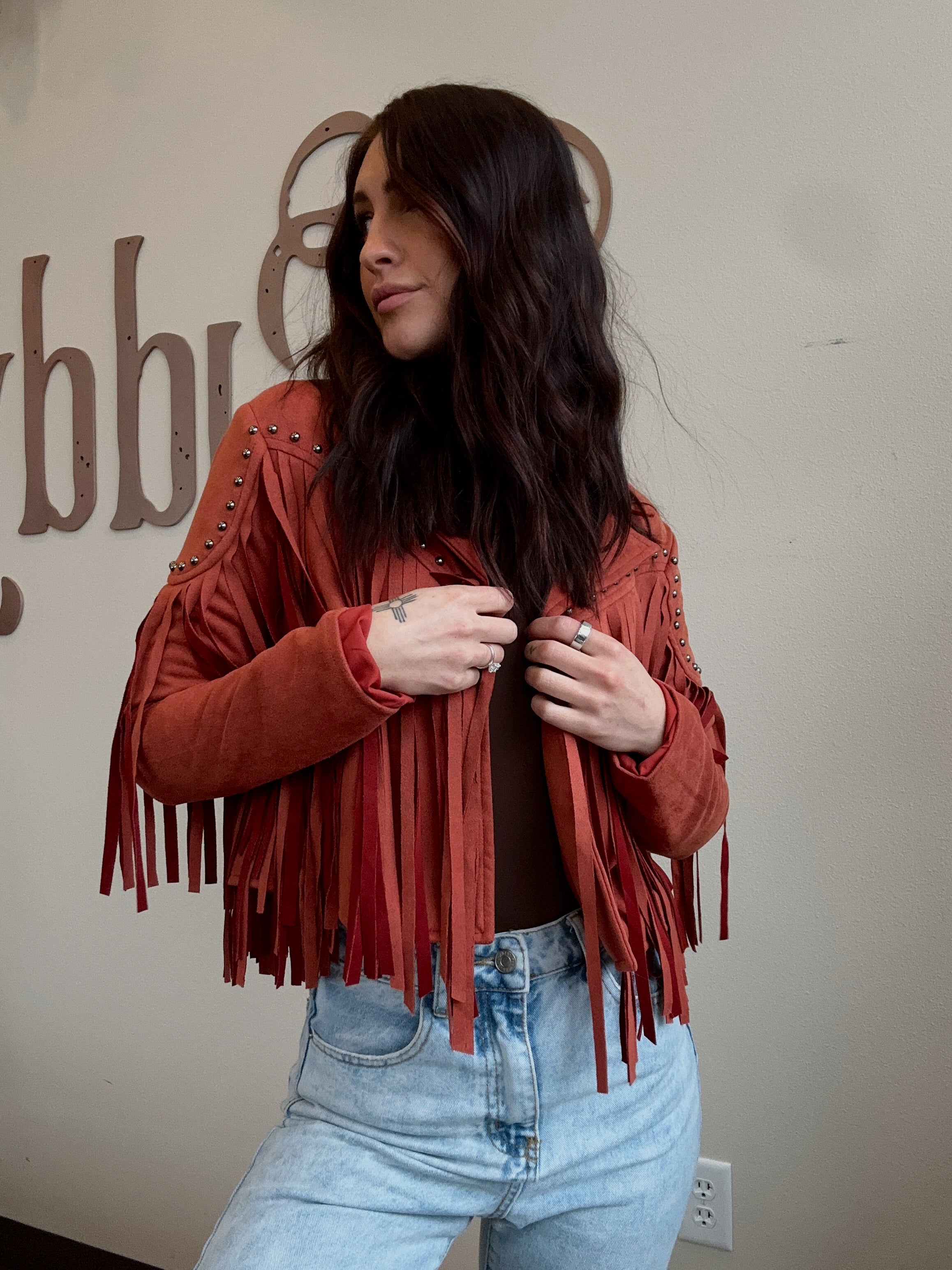 Rust Suede Fringe Jacket