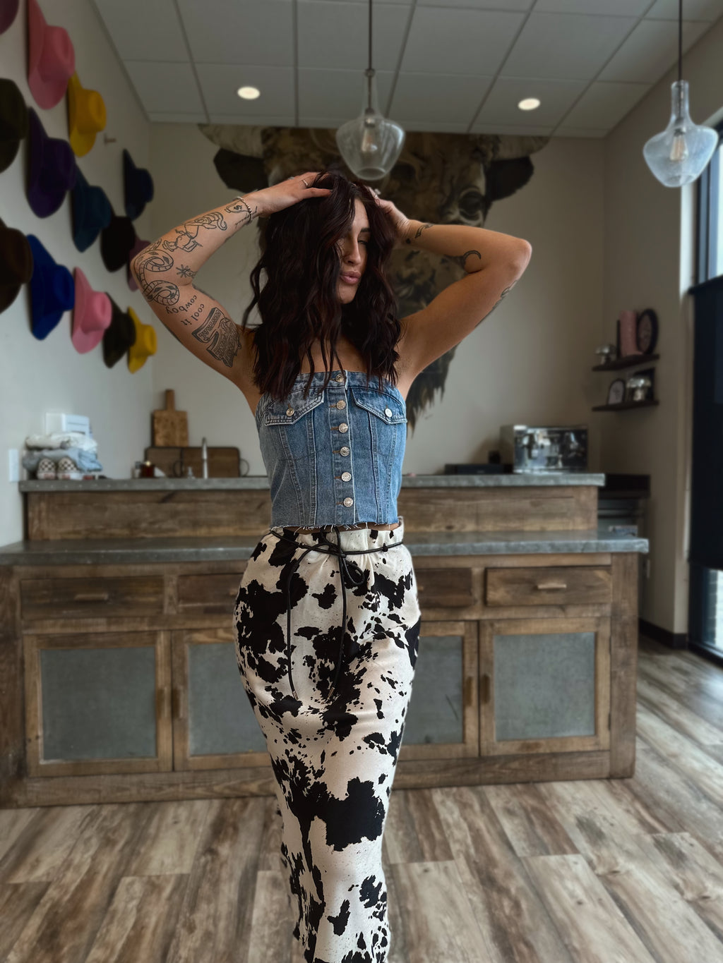 Cowhide Satin Midi Skirt