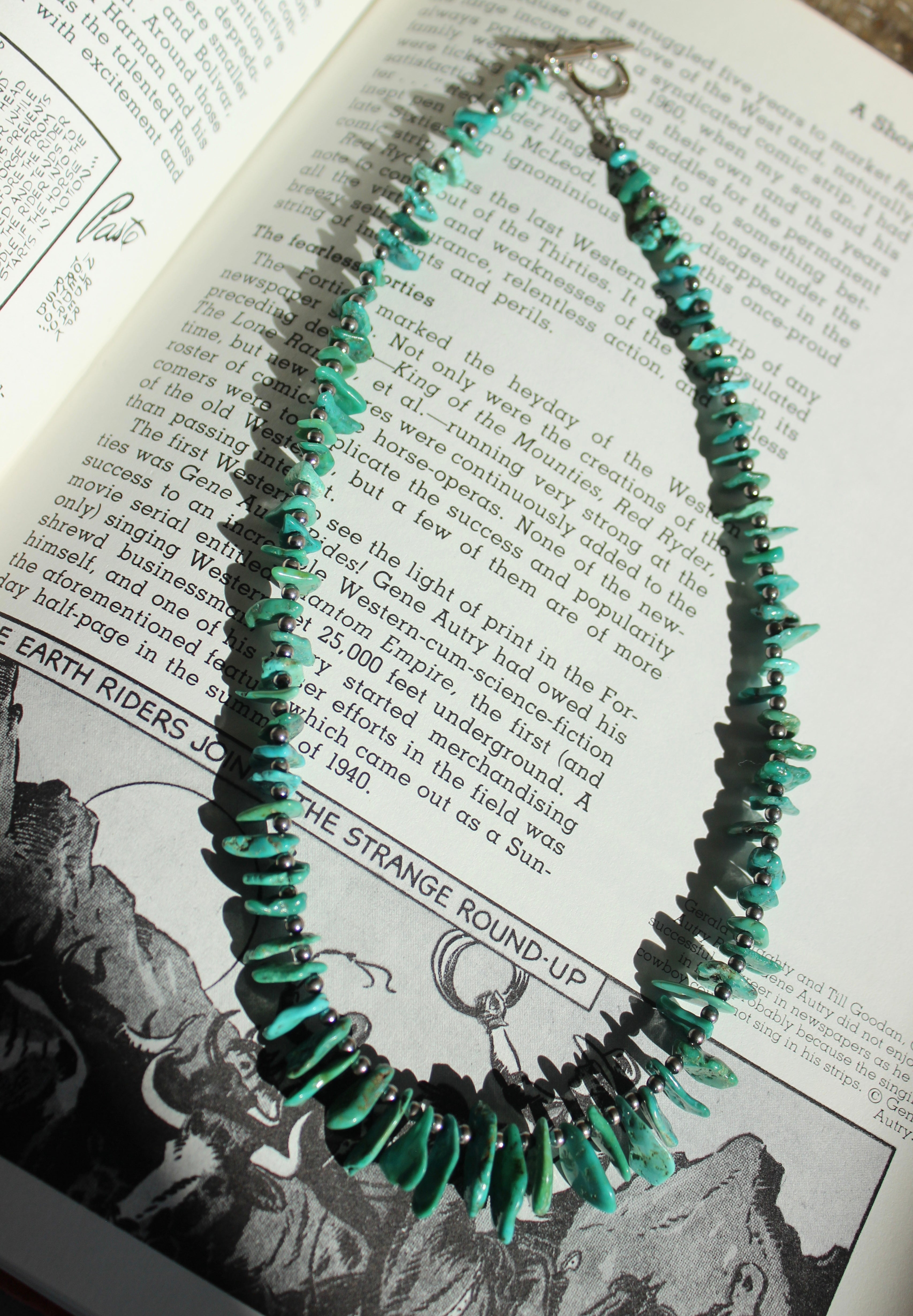 Turquoise and sterling silver beaded necklace