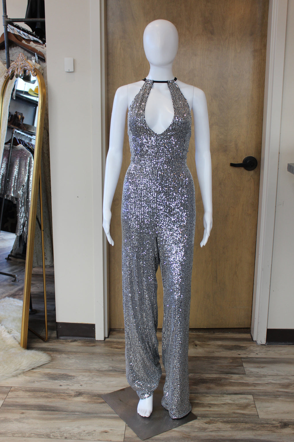 Open Back Sequin Jumpsuit
