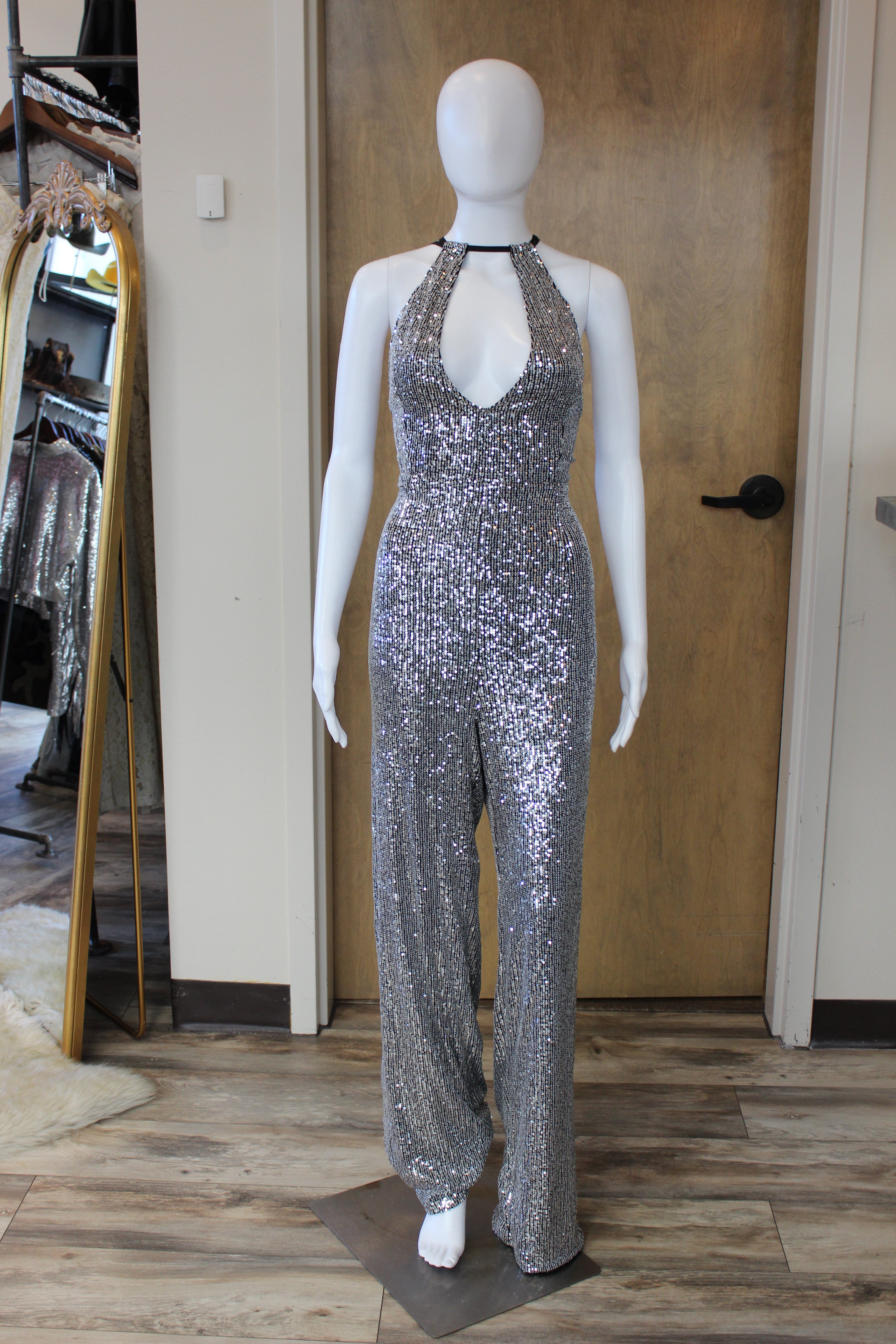 Open Back Sequin Jumpsuit