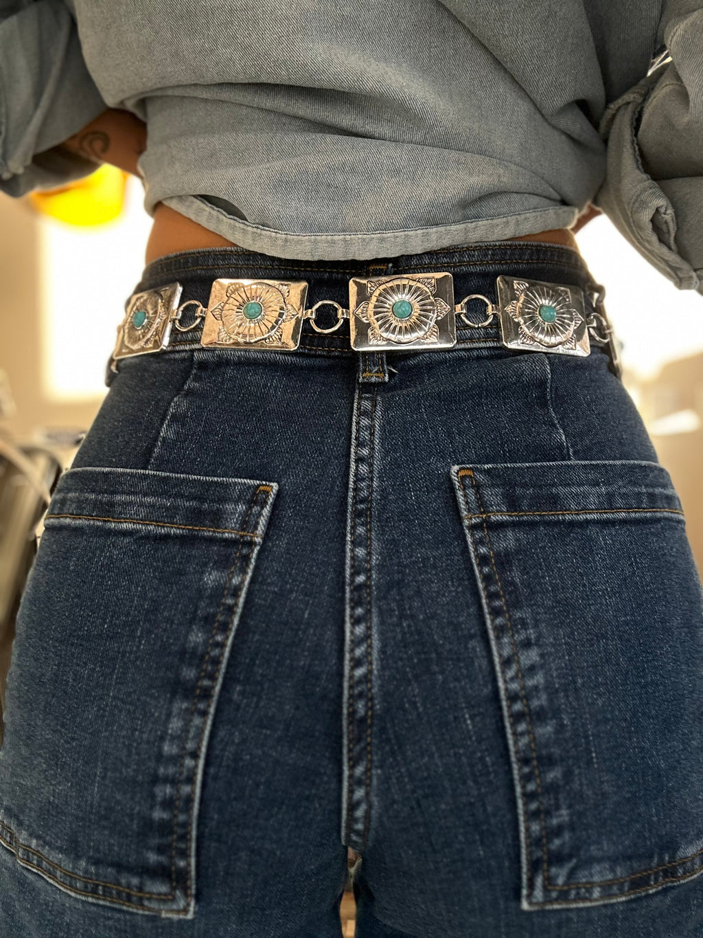 Square Turquoise Concho Belt